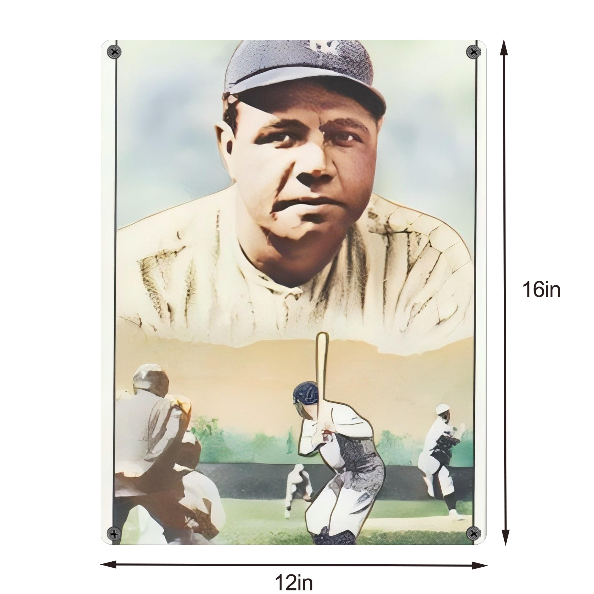 Babe Ruth 18 Vintage Metal Tin Sign 12x16inch – Retro Wall Art Decor For Home, Bar, Kitchen, Bedroom, Office – Durable Iron Sheet Poster, Easy To Hang, Full-Color Printing