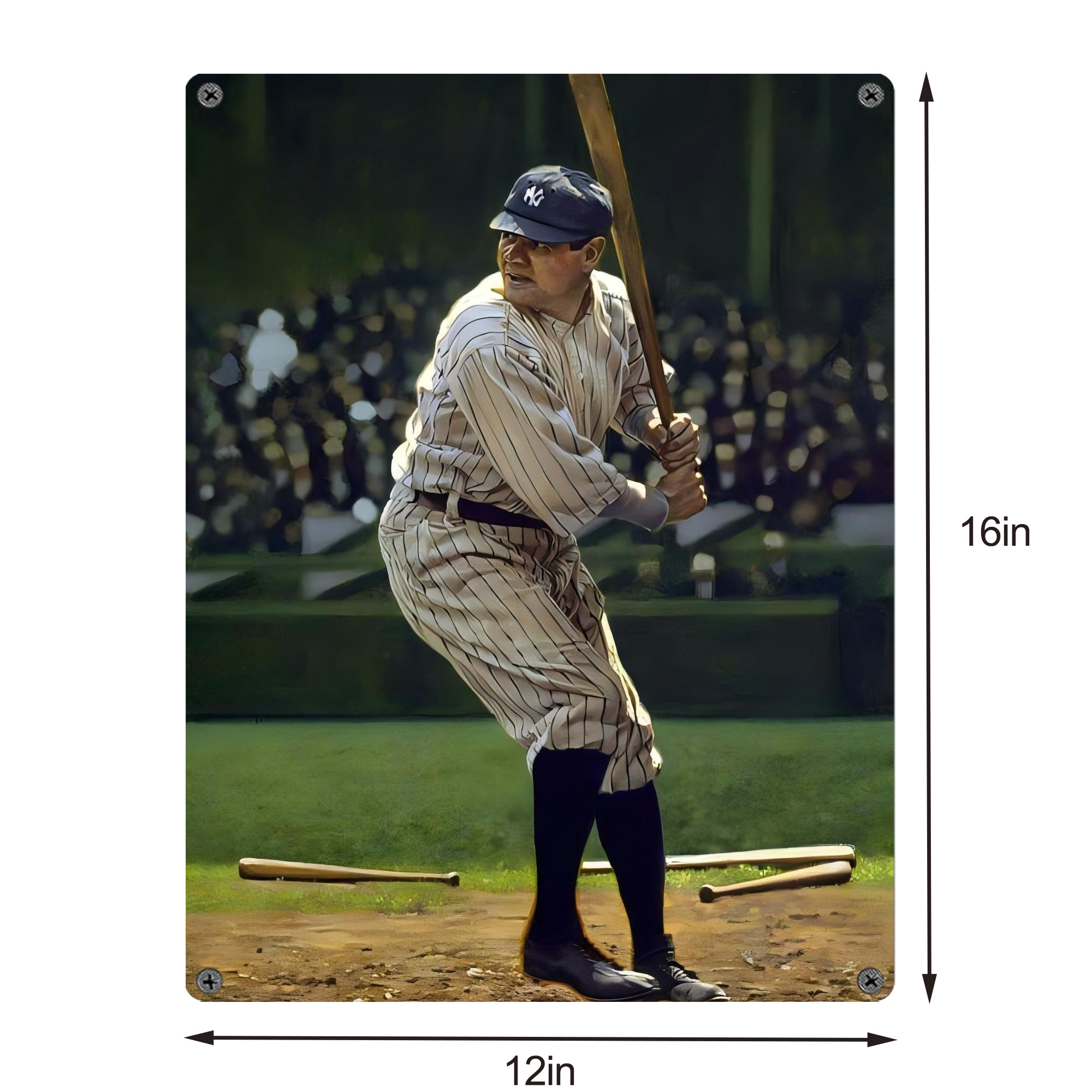 Babe Ruth 19 Vintage Metal Tin Sign 12x16inch – Retro Wall Art Decor For Home, Bar, Kitchen, Bedroom, Office – Durable Iron Sheet Poster, Easy To Hang, Full-Color Printing