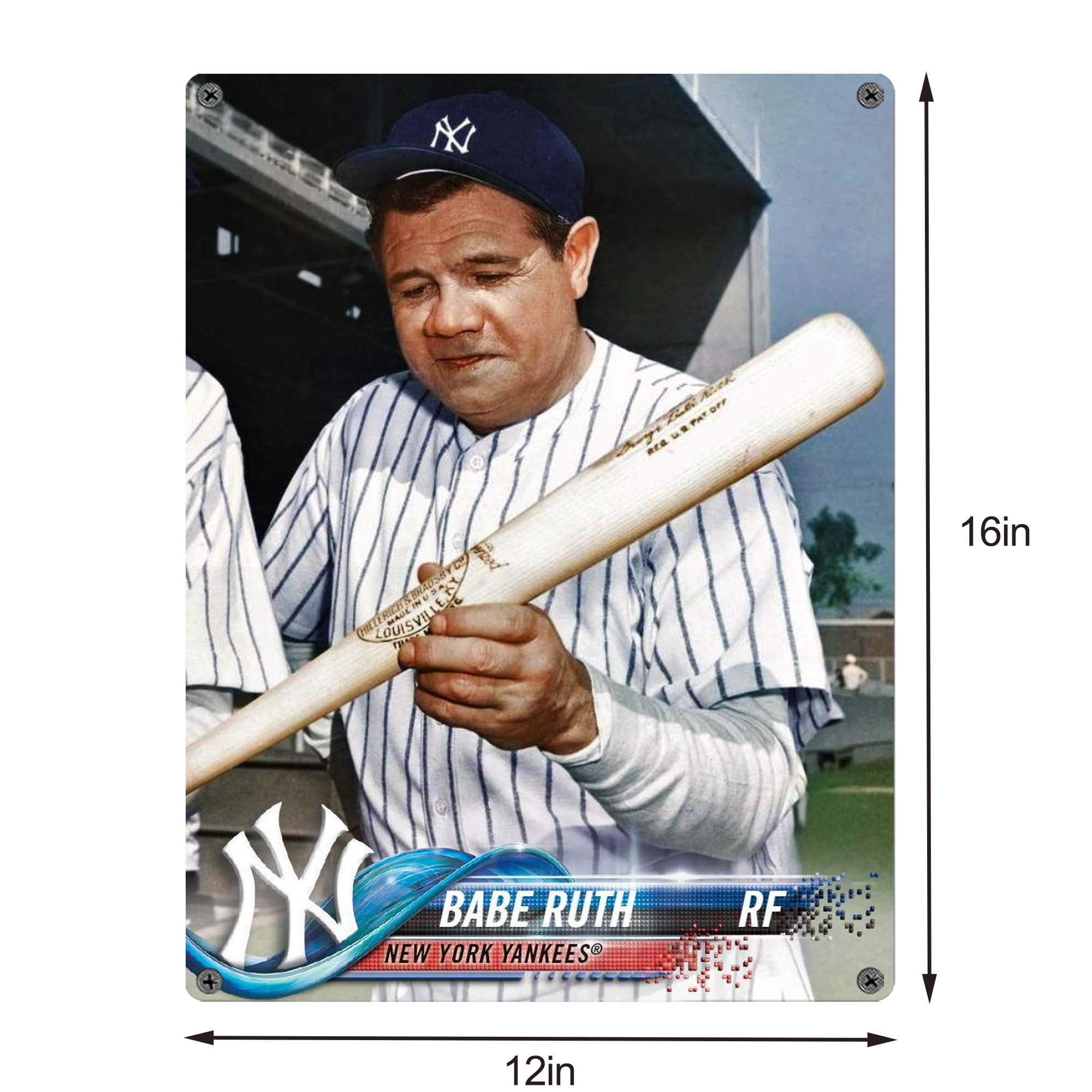 Babe Ruth 20 Vintage Metal Tin Sign 12x16inch – Retro Wall Art Decor For Home, Bar, Kitchen, Bedroom, Office – Durable Iron Sheet Poster, Easy To Hang, Full-Color Printing