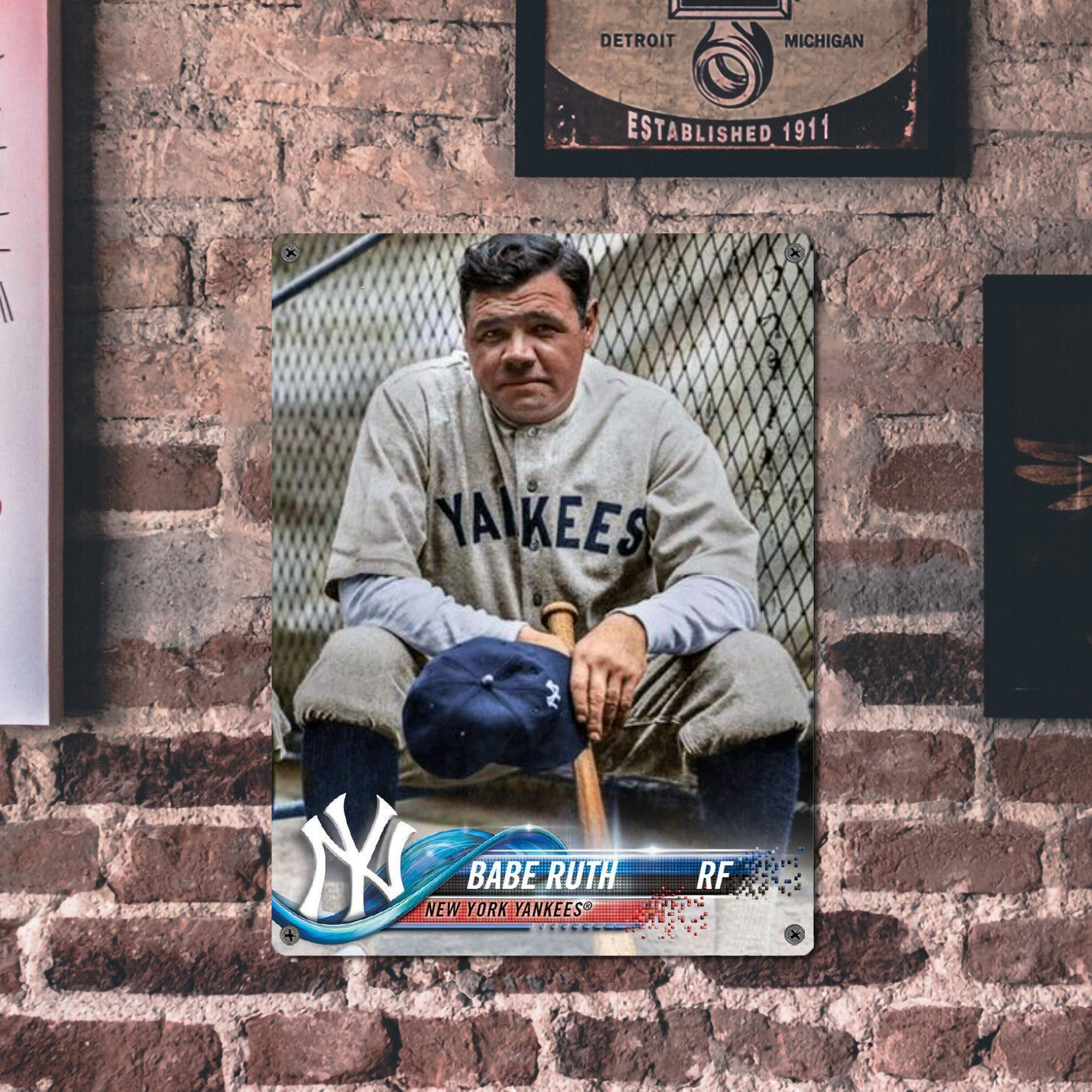 Babe Ruth 24 Vintage Metal Tin Sign 12x16inch – Retro Wall Art Decor For Home, Bar, Kitchen, Bedroom, Office – Durable Iron Sheet Poster, Easy To Hang, Full-Color Printing