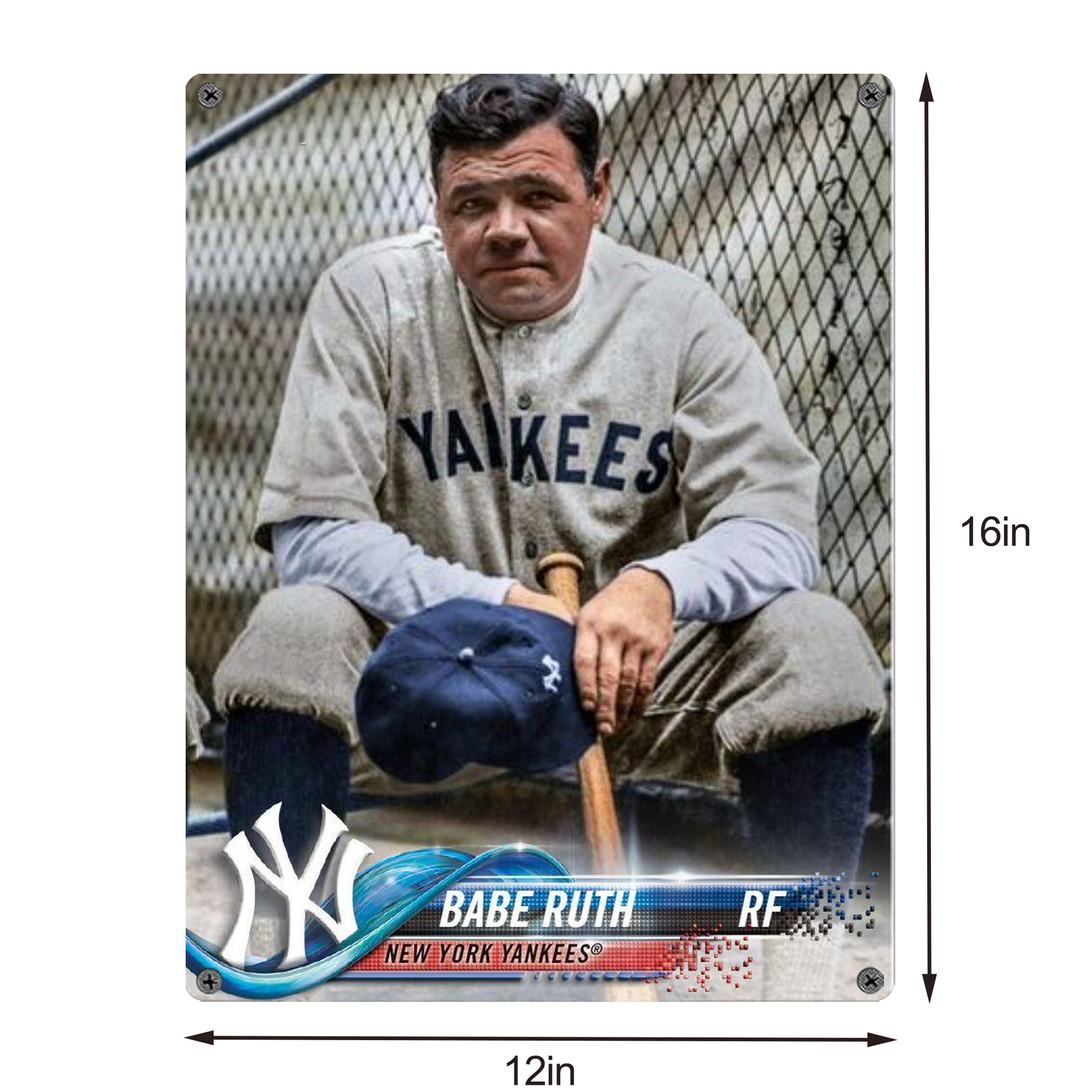 Babe Ruth 24 Vintage Metal Tin Sign 12x16inch – Retro Wall Art Decor For Home, Bar, Kitchen, Bedroom, Office – Durable Iron Sheet Poster, Easy To Hang, Full-Color Printing