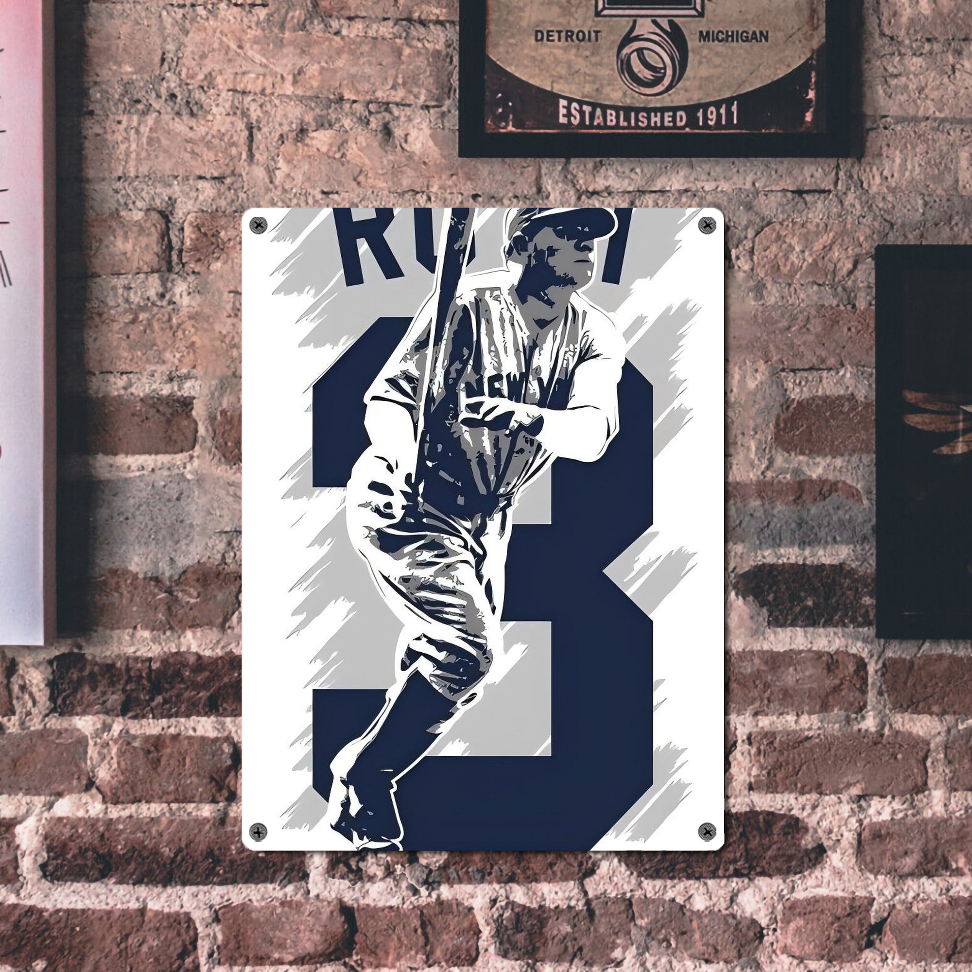 Babe Ruth 27 Vintage Metal Tin Sign 12x16inch – Retro Wall Art Decor For Home, Bar, Kitchen, Bedroom, Office – Durable Iron Sheet Poster, Easy To Hang, Full-Color Printing