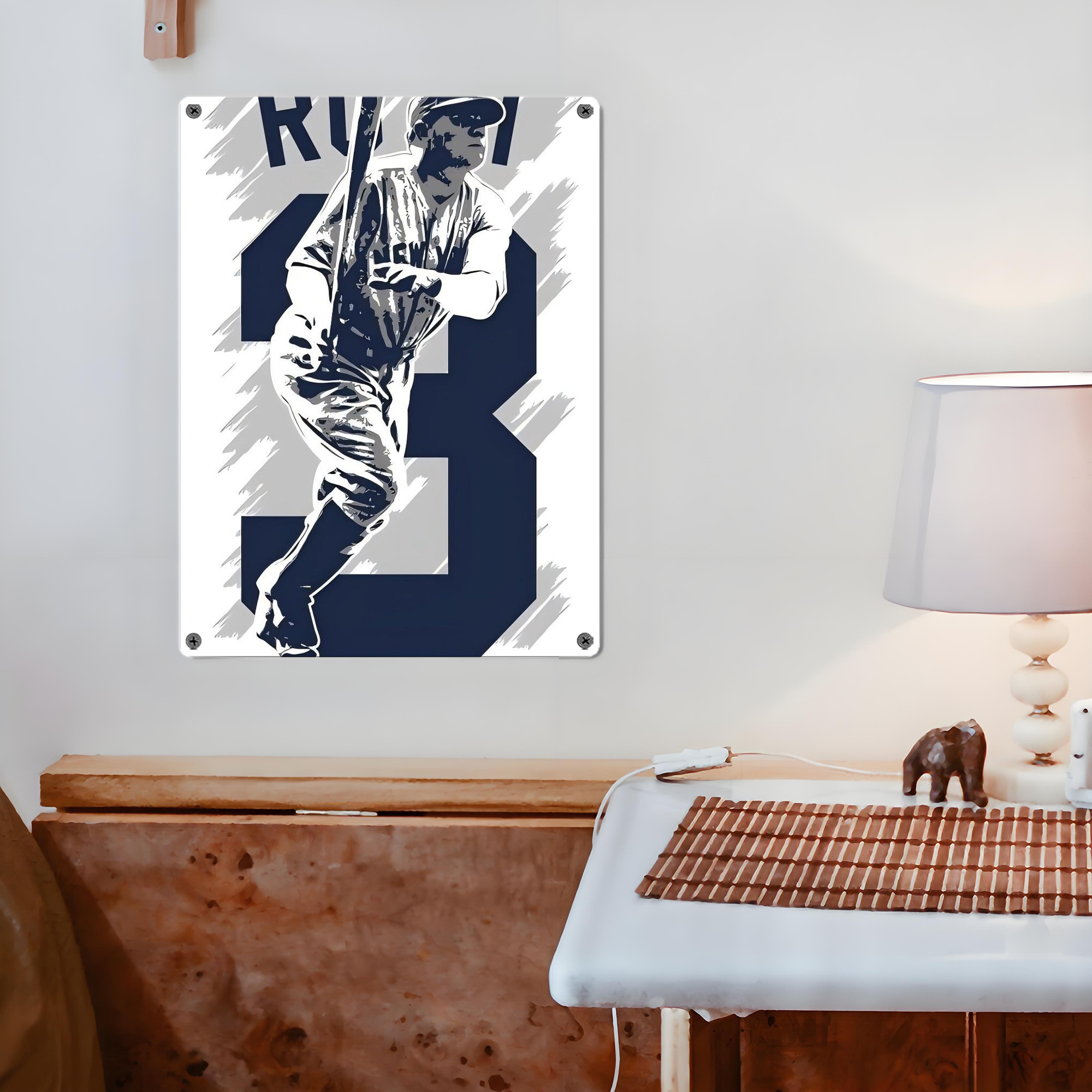 Babe Ruth 27 Vintage Metal Tin Sign 12x16inch – Retro Wall Art Decor For Home, Bar, Kitchen, Bedroom, Office – Durable Iron Sheet Poster, Easy To Hang, Full-Color Printing