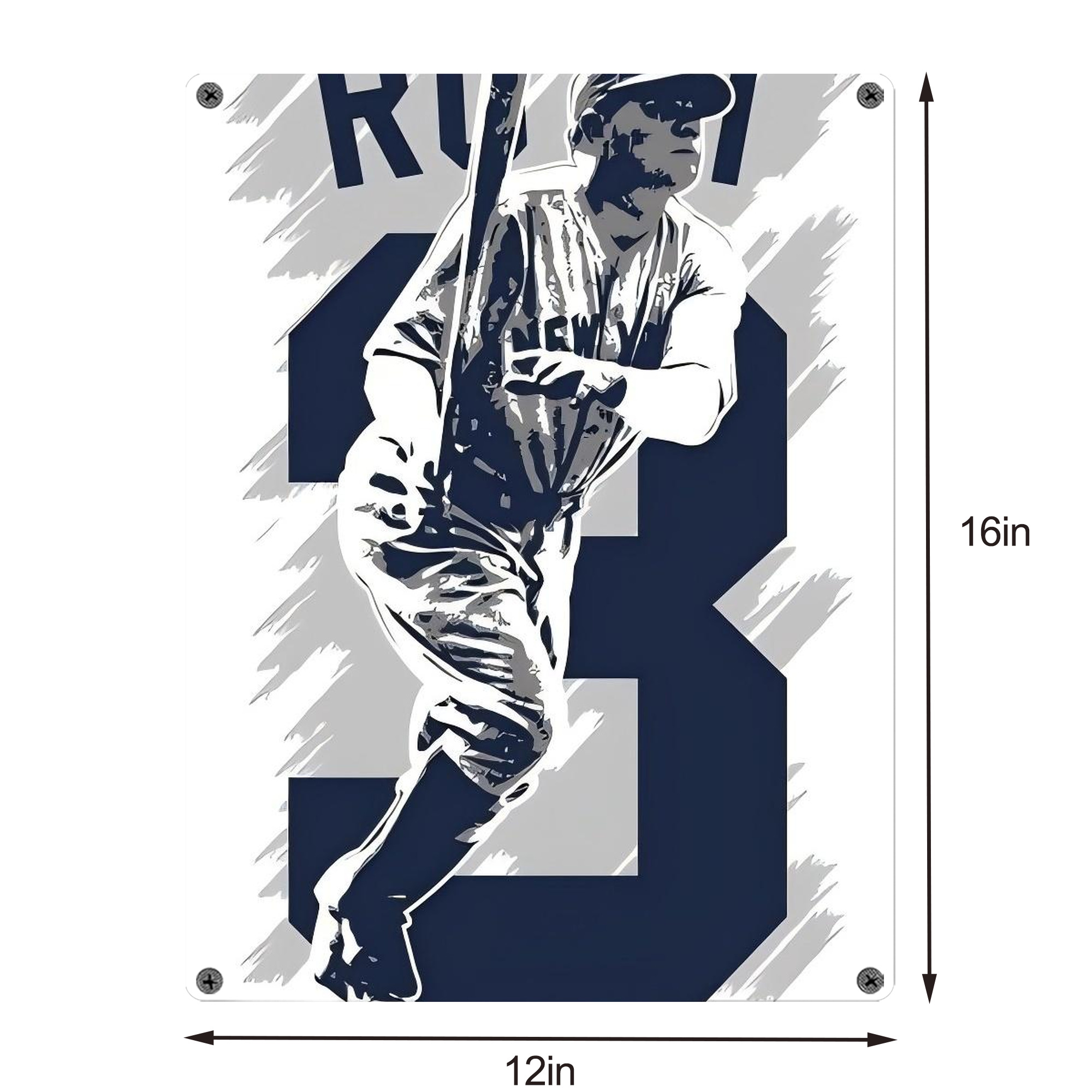 Babe Ruth 27 Vintage Metal Tin Sign 12x16inch – Retro Wall Art Decor For Home, Bar, Kitchen, Bedroom, Office – Durable Iron Sheet Poster, Easy To Hang, Full-Color Printing