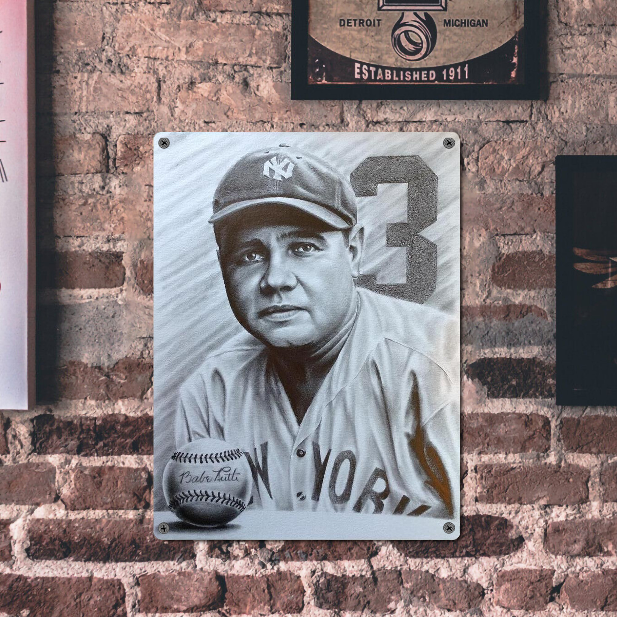 Babe Ruth 29 Vintage Metal Tin Sign 12x16inch – Retro Wall Art Decor For Home, Bar, Kitchen, Bedroom, Office – Durable Iron Sheet Poster, Easy To Hang, Full-Color Printing