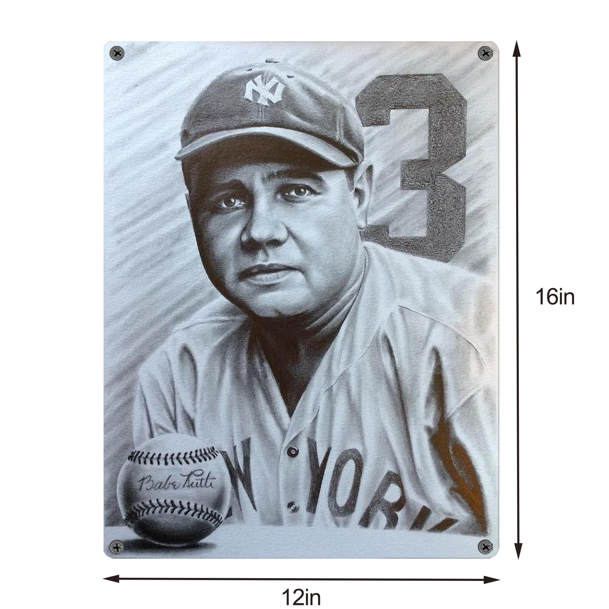 Babe Ruth 29 Vintage Metal Tin Sign 12x16inch – Retro Wall Art Decor For Home, Bar, Kitchen, Bedroom, Office – Durable Iron Sheet Poster, Easy To Hang, Full-Color Printing