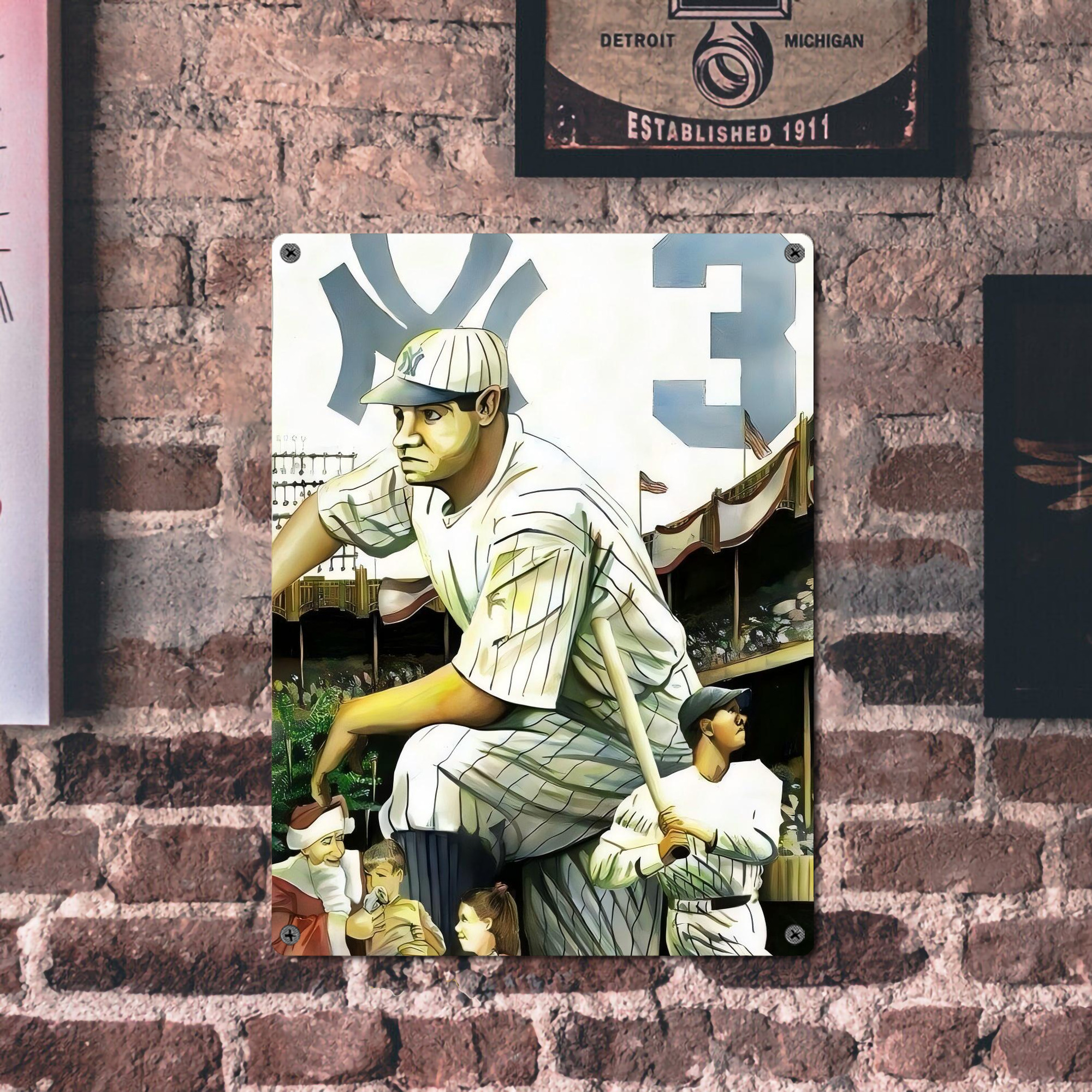 Babe Ruth 33 Vintage Metal Tin Sign 12x16inch – Retro Wall Art Decor For Home, Bar, Kitchen, Bedroom, Office – Durable Iron Sheet Poster, Easy To Hang, Full-Color Printing