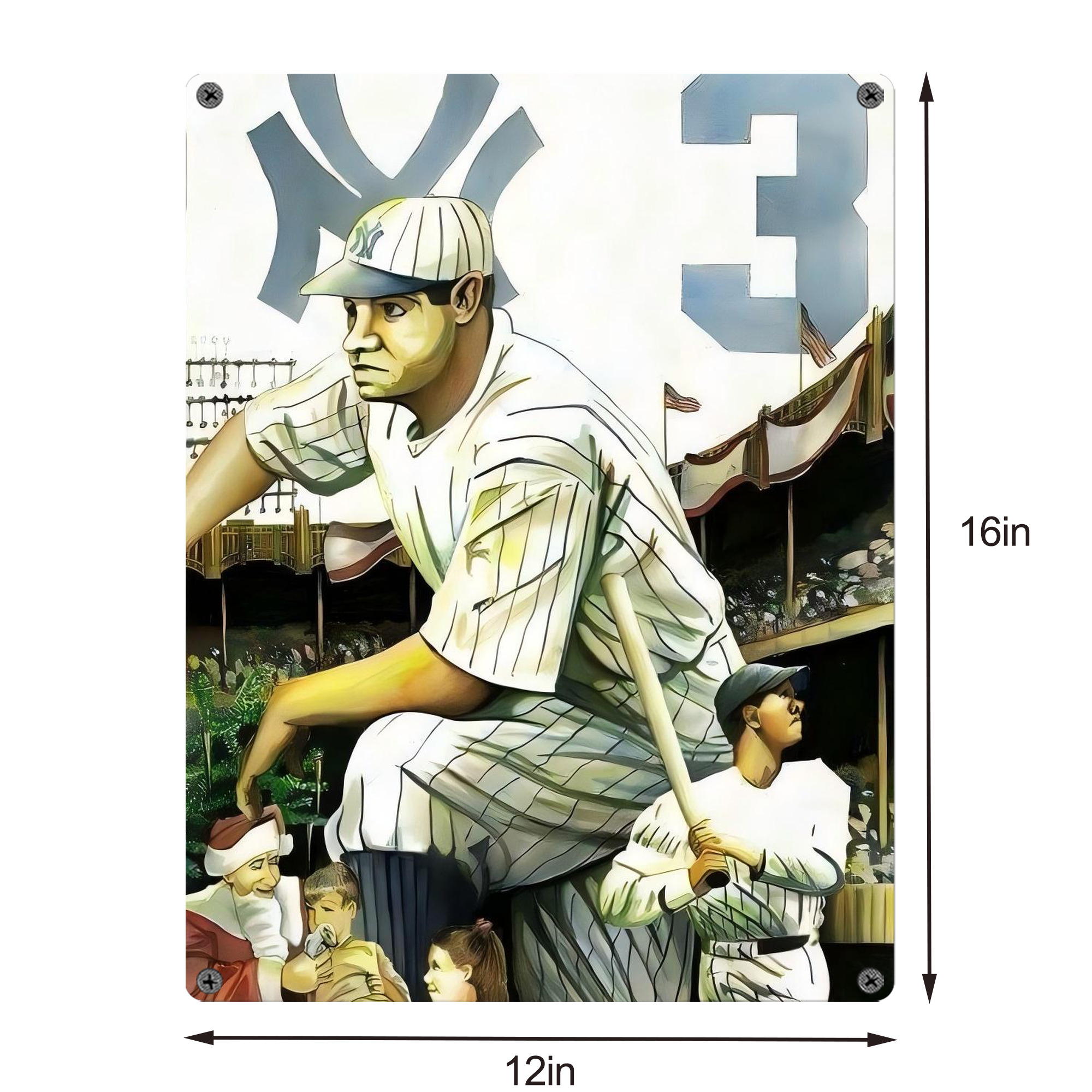 Babe Ruth 33 Vintage Metal Tin Sign 12x16inch – Retro Wall Art Decor For Home, Bar, Kitchen, Bedroom, Office – Durable Iron Sheet Poster, Easy To Hang, Full-Color Printing