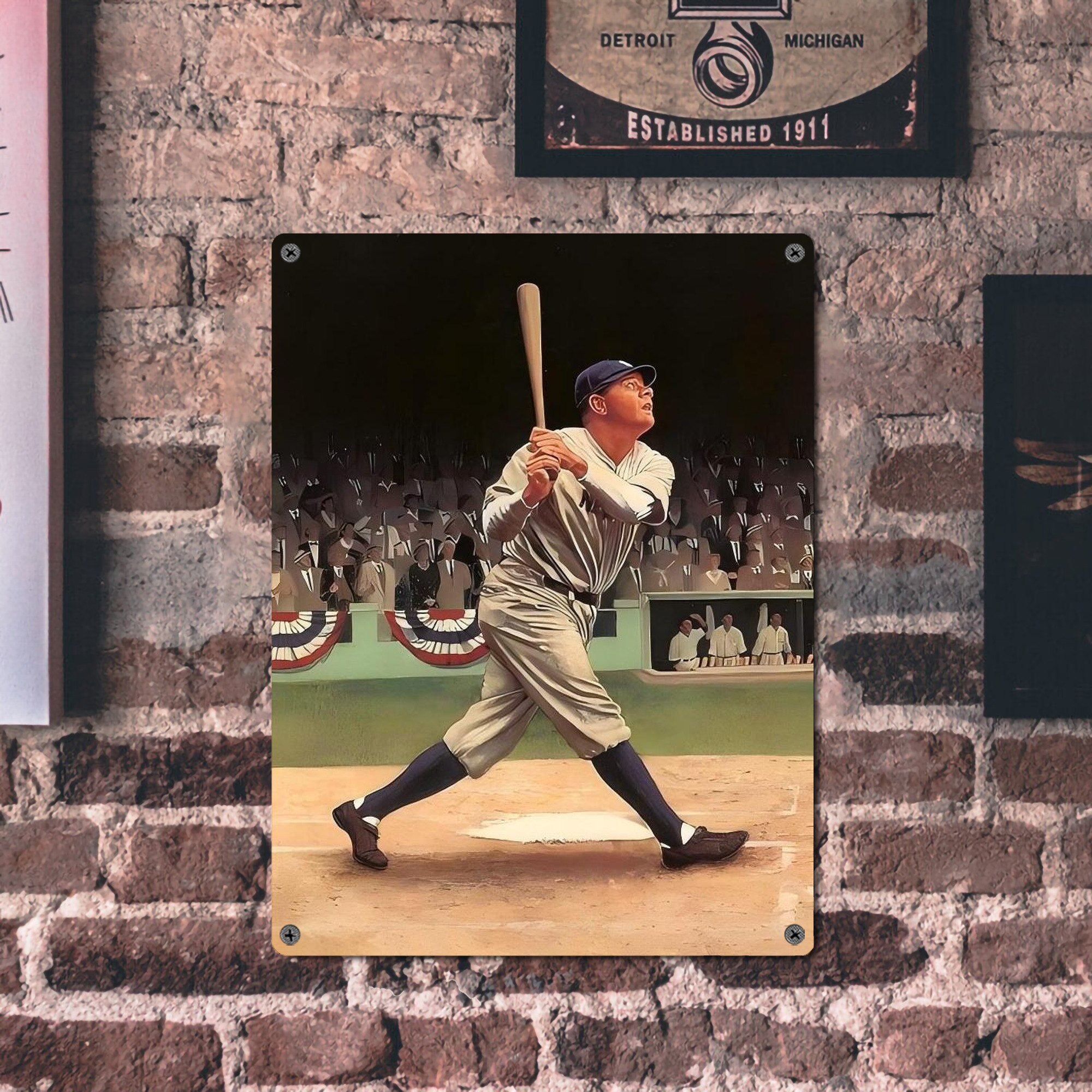 Babe Ruth 35 Vintage Metal Tin Sign 12x16inch – Retro Wall Art Decor For Home, Bar, Kitchen, Bedroom, Office – Durable Iron Sheet Poster, Easy To Hang, Full-Color Printing