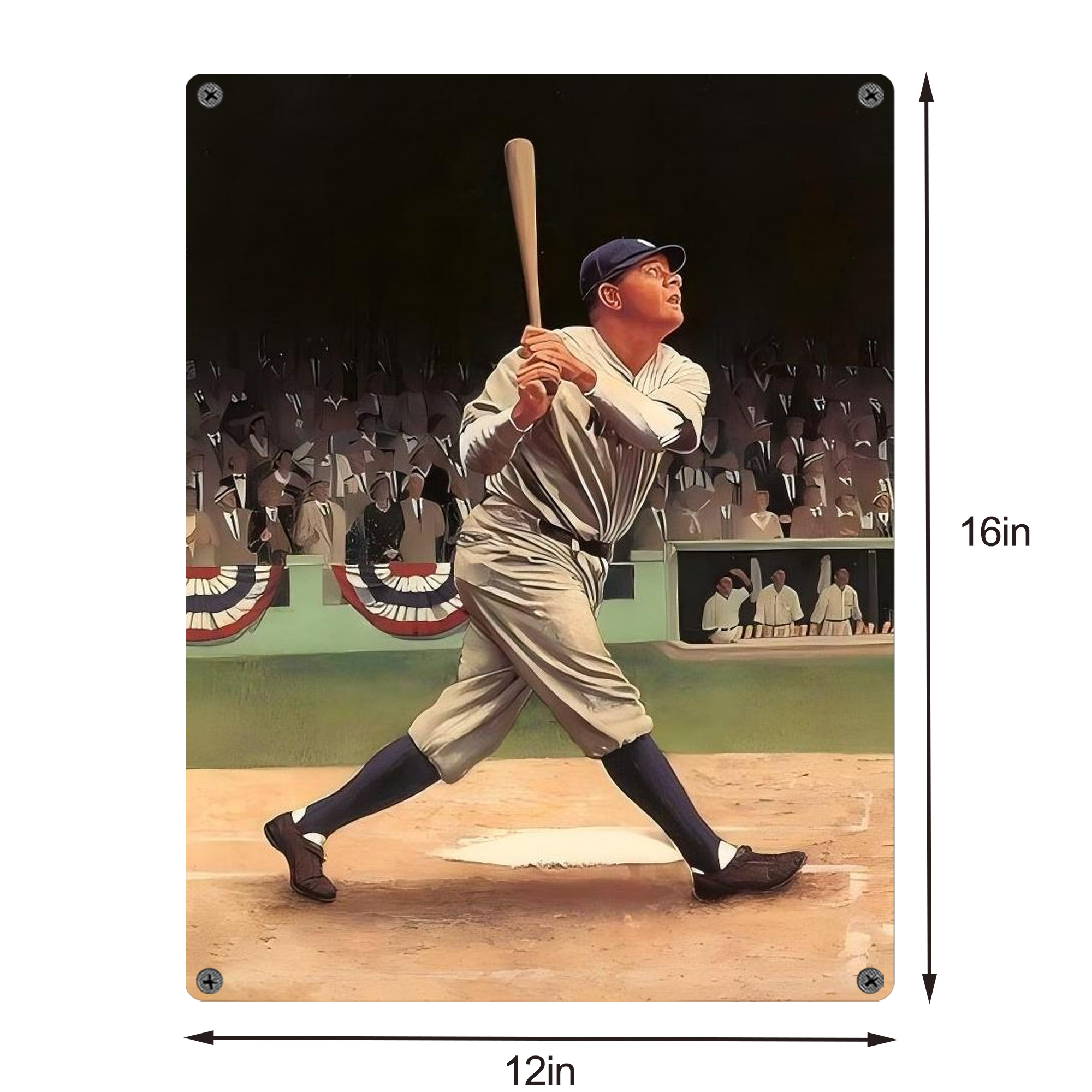 Babe Ruth 35 Vintage Metal Tin Sign 12x16inch – Retro Wall Art Decor For Home, Bar, Kitchen, Bedroom, Office – Durable Iron Sheet Poster, Easy To Hang, Full-Color Printing