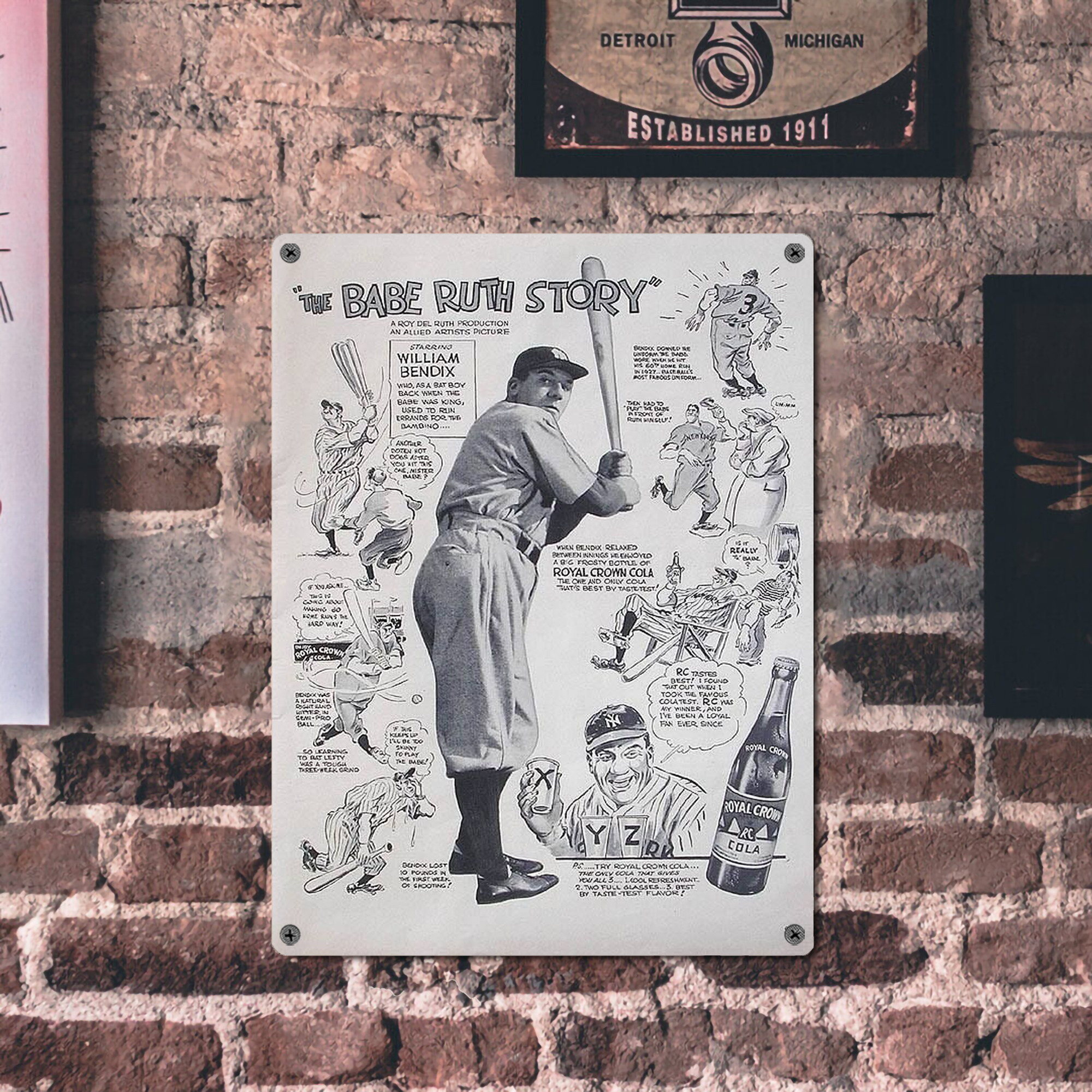 Babe Ruth 36 Vintage Metal Tin Sign 12x16inch – Retro Wall Art Decor For Home, Bar, Kitchen, Bedroom, Office – Durable Iron Sheet Poster, Easy To Hang, Full-Color Printing