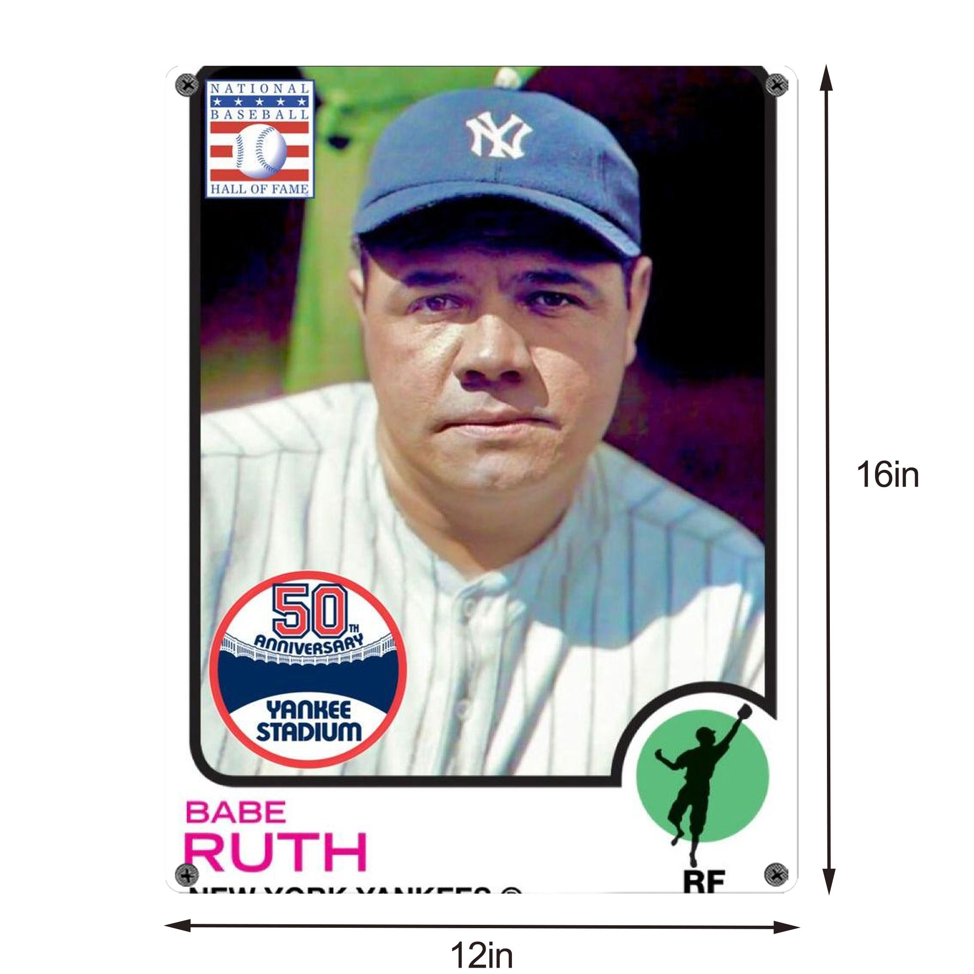 Babe Ruth 40 Vintage Metal Tin Sign 12x16inch – Retro Wall Art Decor For Home, Bar, Kitchen, Bedroom, Office – Durable Iron Sheet Poster, Easy To Hang, Full-Color Printing