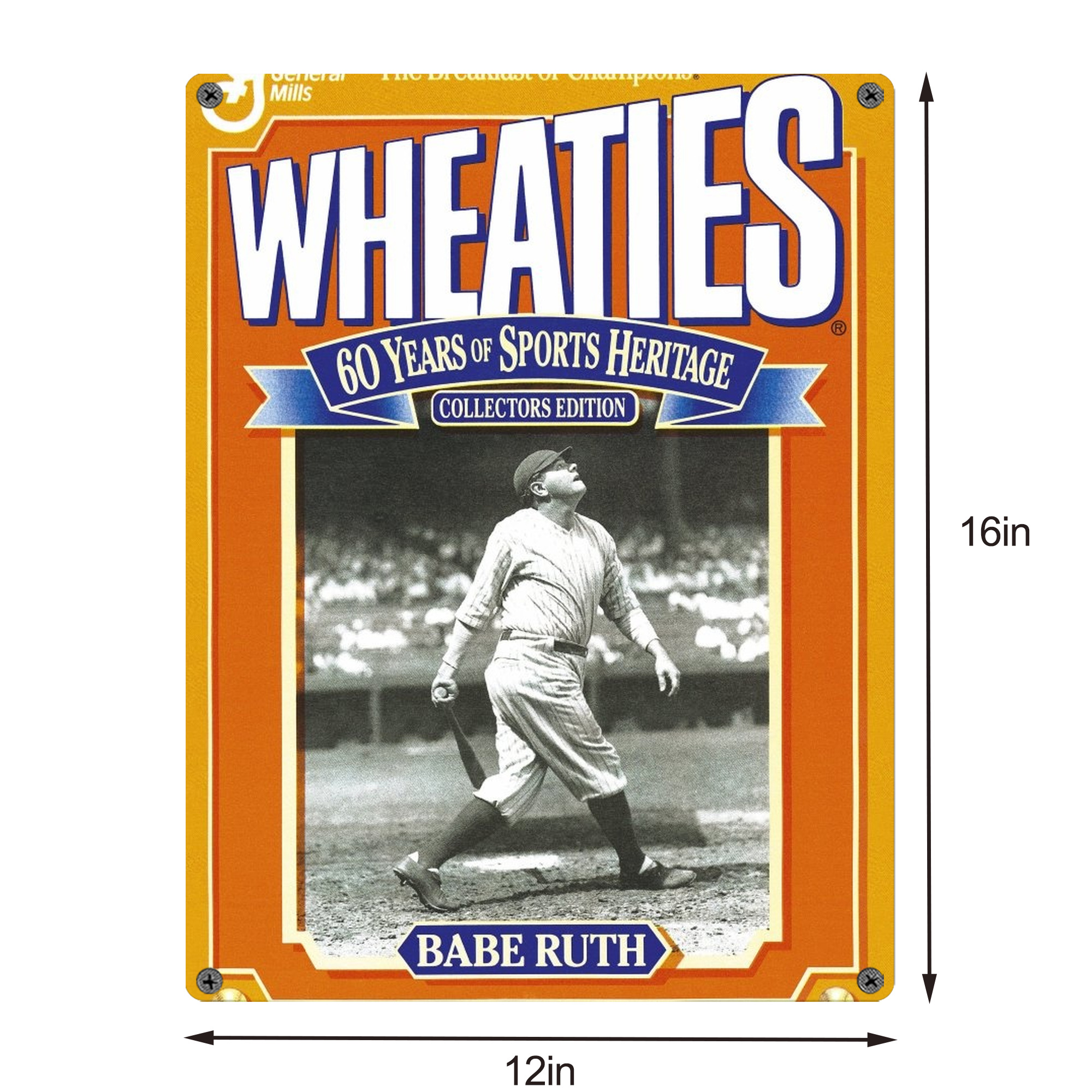 Babe Ruth 41 Vintage Metal Tin Sign 12x16inch – Retro Wall Art Decor For Home, Bar, Kitchen, Bedroom, Office – Durable Iron Sheet Poster, Easy To Hang, Full-Color Printing
