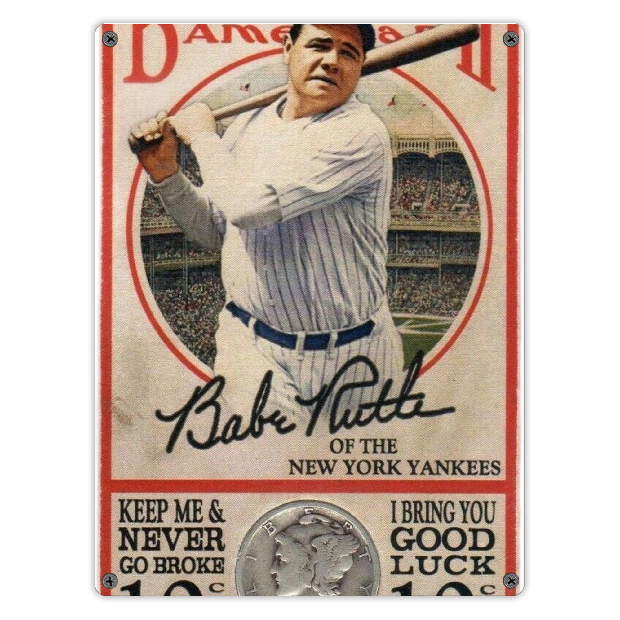 Babe Ruth 15 Vintage Metal Tin Sign 12x16inch – Retro Wall Art Decor For Home, Bar, Kitchen, Bedroom, Office – Durable Iron Sheet Poster, Easy To Hang, Full-Color Printing