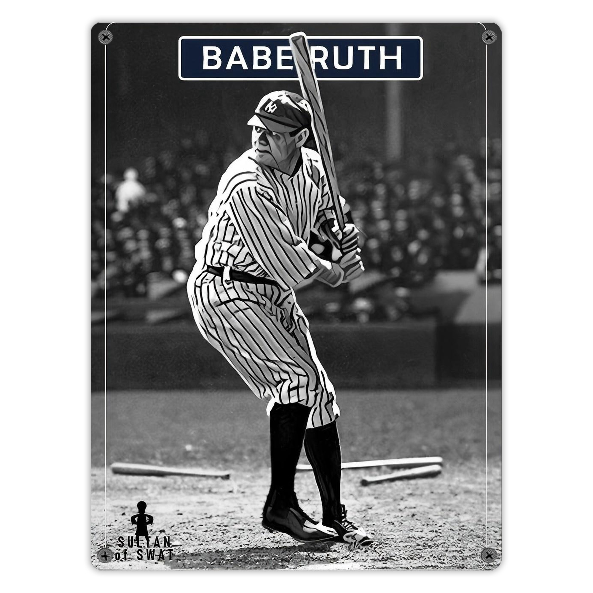 Babe Ruth 17 Vintage Metal Tin Sign 12x16inch – Retro Wall Art Decor For Home, Bar, Kitchen, Bedroom, Office – Durable Iron Sheet Poster, Easy To Hang, Full-Color Printing