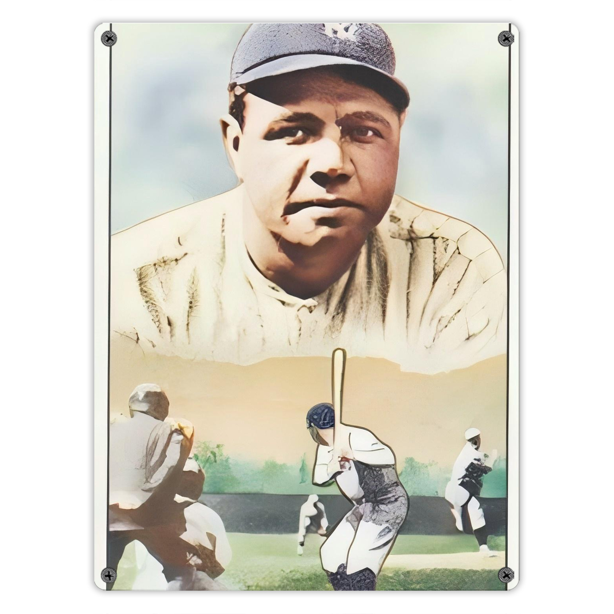 Babe Ruth 18 Vintage Metal Tin Sign 12x16inch – Retro Wall Art Decor For Home, Bar, Kitchen, Bedroom, Office – Durable Iron Sheet Poster, Easy To Hang, Full-Color Printing