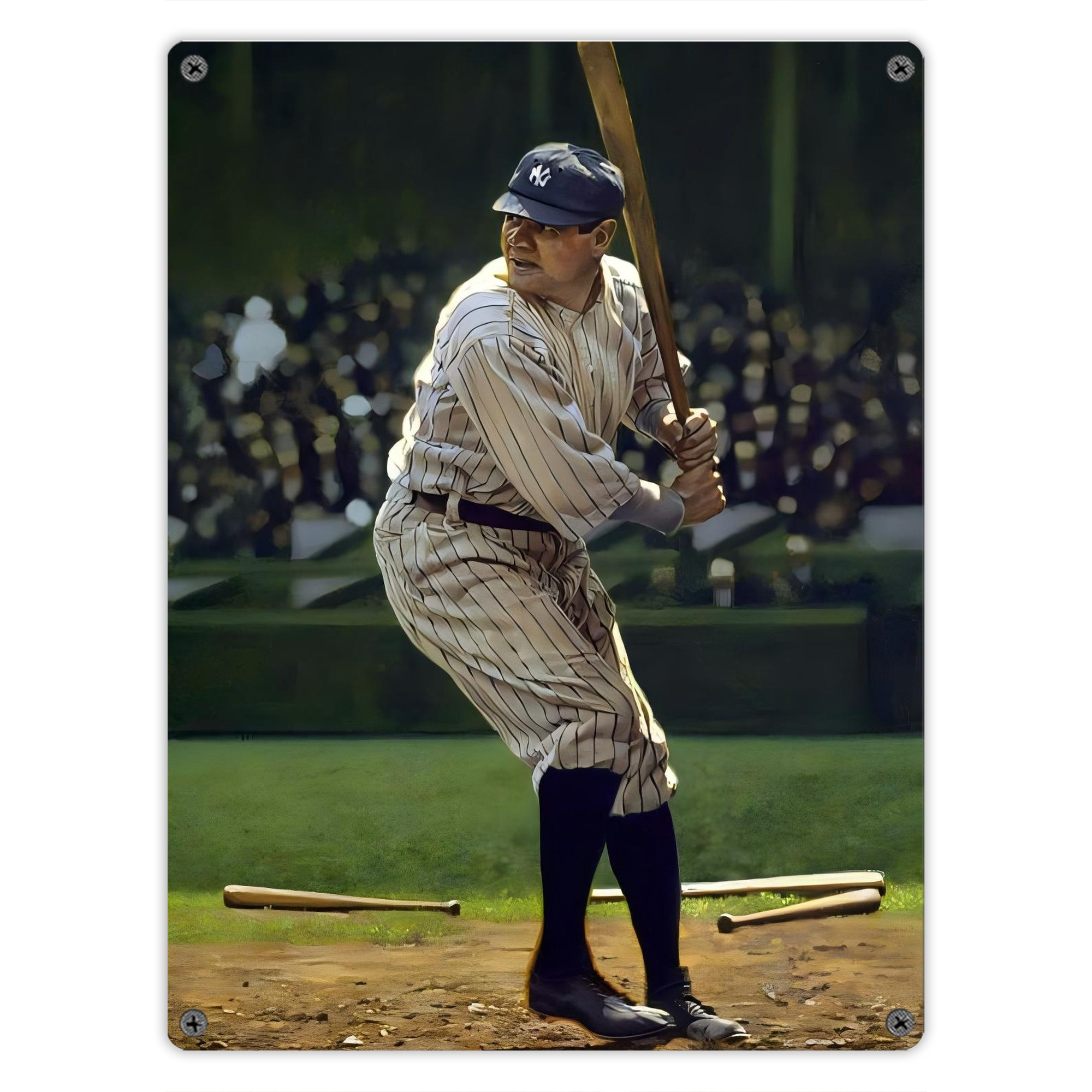 Babe Ruth 19 Vintage Metal Tin Sign 12x16inch – Retro Wall Art Decor For Home, Bar, Kitchen, Bedroom, Office – Durable Iron Sheet Poster, Easy To Hang, Full-Color Printing