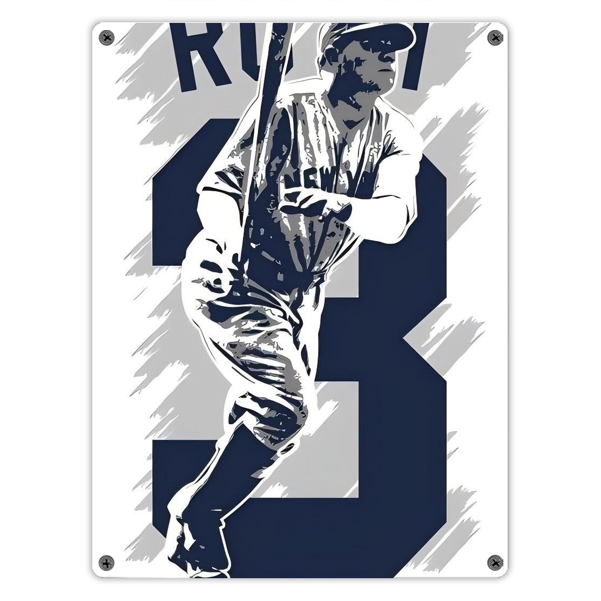 Babe Ruth 27 Vintage Metal Tin Sign 12x16inch – Retro Wall Art Decor For Home, Bar, Kitchen, Bedroom, Office – Durable Iron Sheet Poster, Easy To Hang, Full-Color Printing