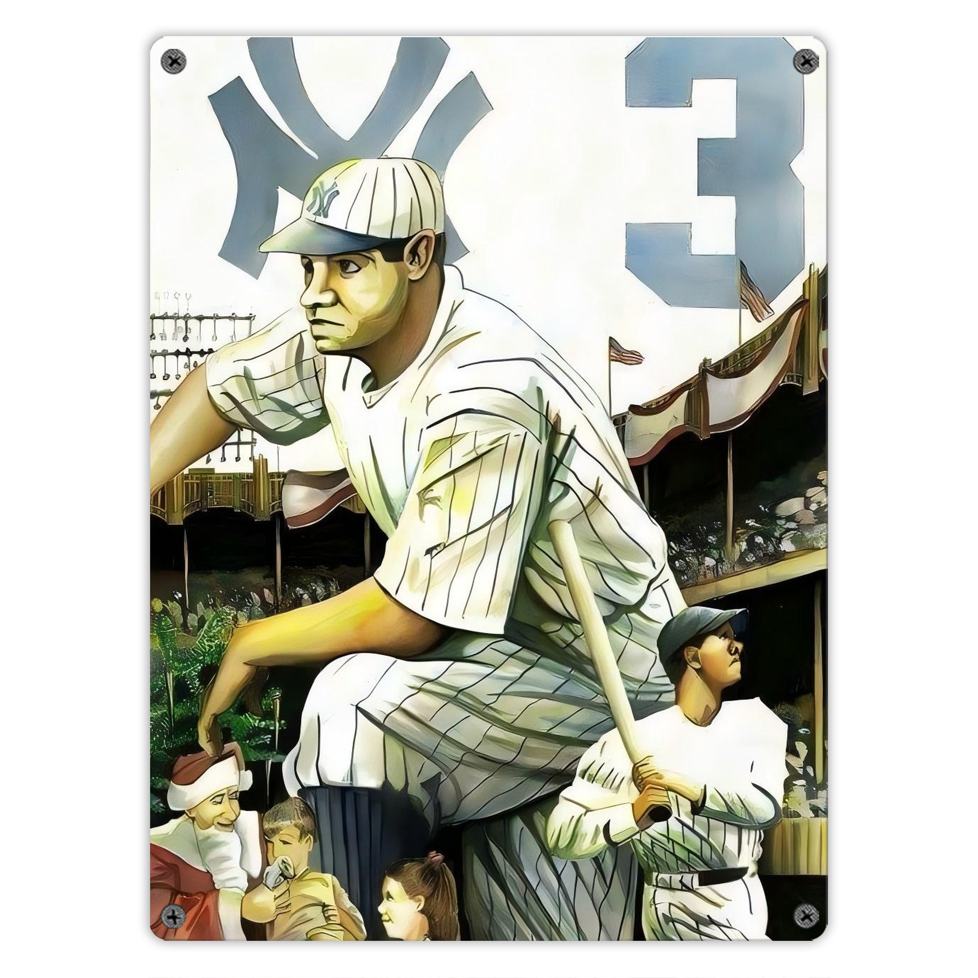 Babe Ruth 33 Vintage Metal Tin Sign 12x16inch – Retro Wall Art Decor For Home, Bar, Kitchen, Bedroom, Office – Durable Iron Sheet Poster, Easy To Hang, Full-Color Printing