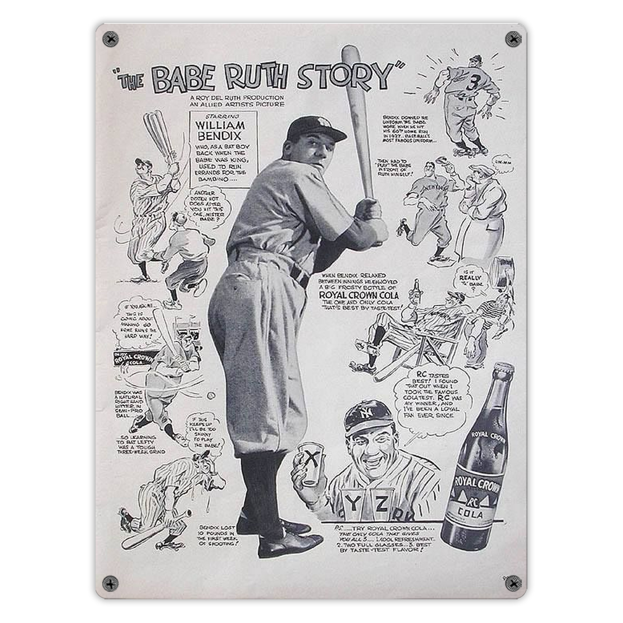 Babe Ruth 36 Vintage Metal Tin Sign 12x16inch – Retro Wall Art Decor For Home, Bar, Kitchen, Bedroom, Office – Durable Iron Sheet Poster, Easy To Hang, Full-Color Printing