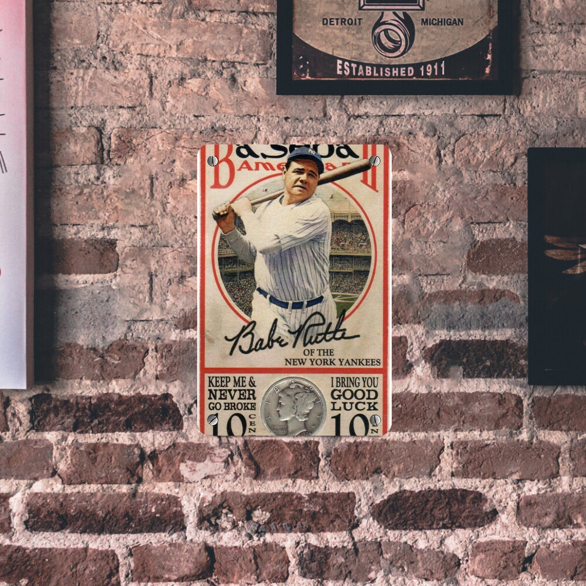 Babe Ruth 15 Metal Tin Sign 8x12inch - High-Quality Full-Print Decorative Wall Art, Durable Rust-Resistant Metal Plaque For Living Room, Bedroom, Kitchen, Office, Bar Décor