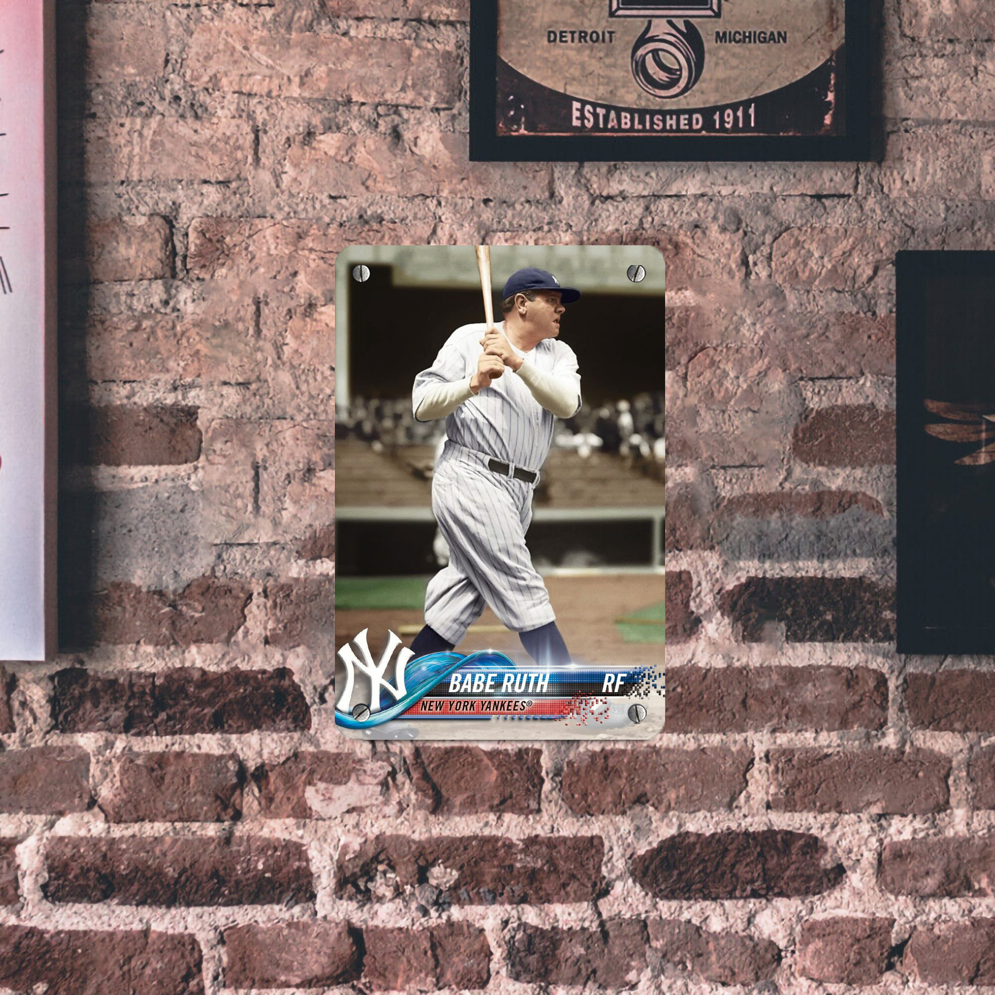 Babe Ruth 16 Metal Tin Sign 8x12inch - High-Quality Full-Print Decorative Wall Art, Durable Rust-Resistant Metal Plaque For Living Room, Bedroom, Kitchen, Office, Bar Décor