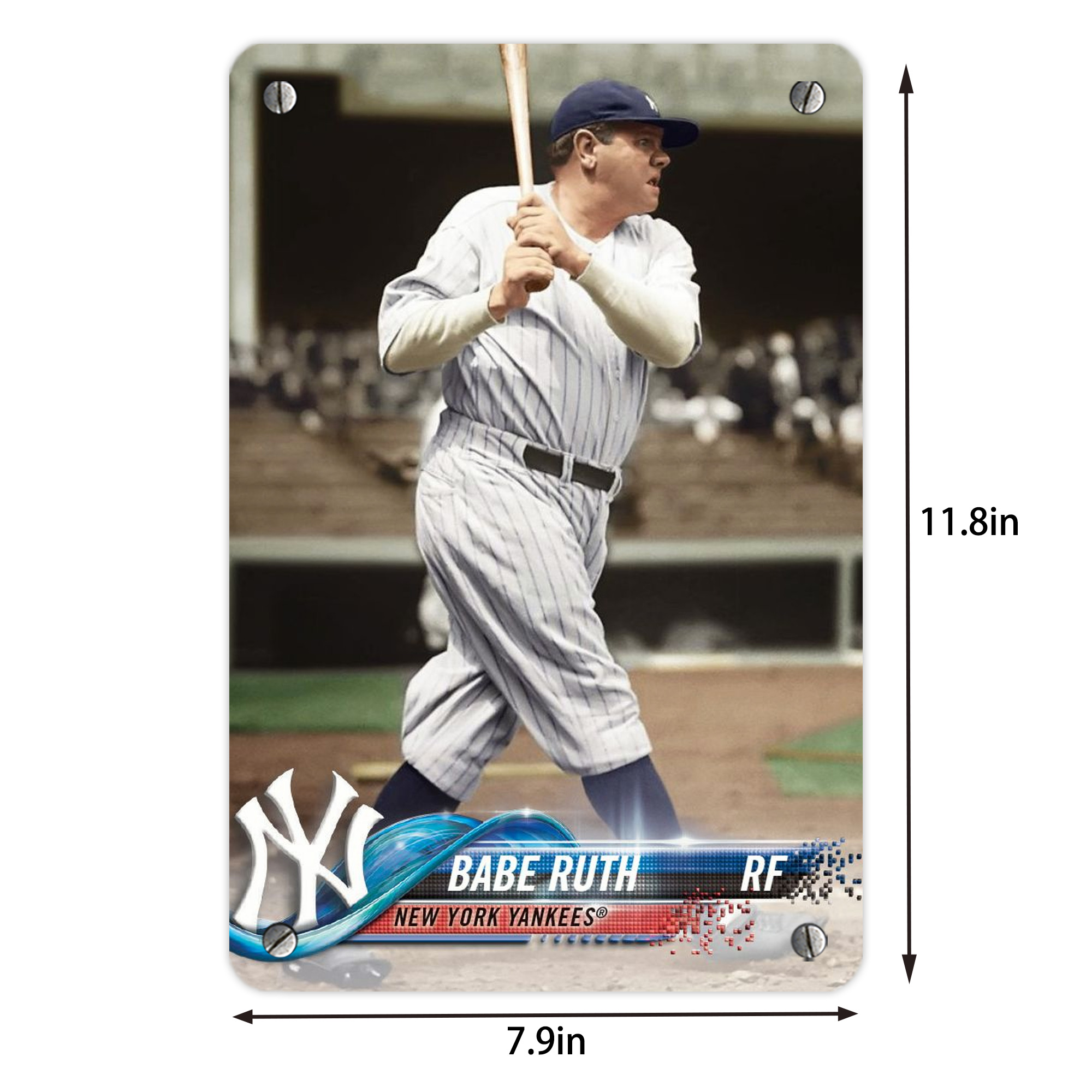 Babe Ruth 16 Metal Tin Sign 8x12inch - High-Quality Full-Print Decorative Wall Art, Durable Rust-Resistant Metal Plaque For Living Room, Bedroom, Kitchen, Office, Bar Décor