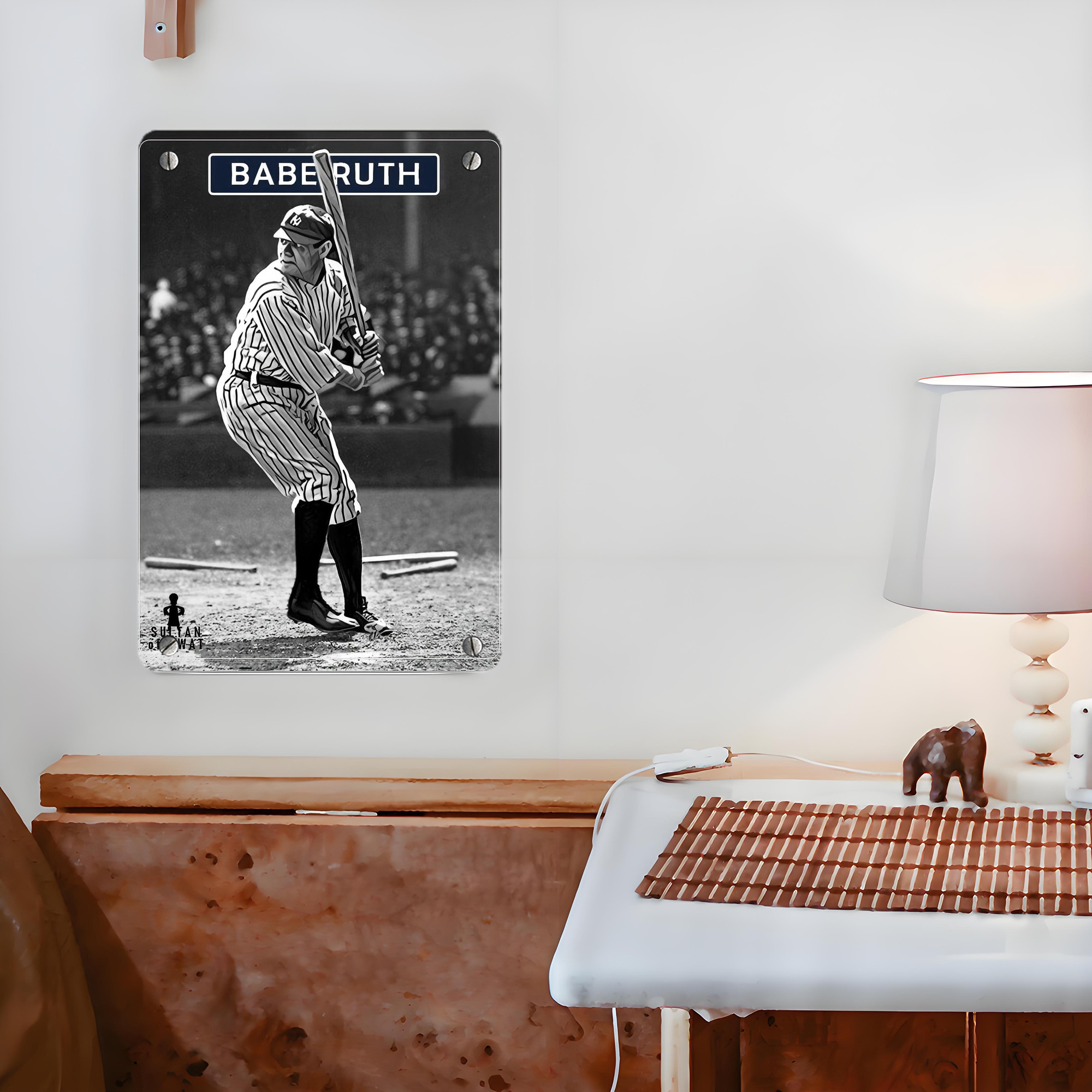 Babe Ruth 17 Metal Tin Sign 8x12inch - High-Quality Full-Print Decorative Wall Art, Durable Rust-Resistant Metal Plaque For Living Room, Bedroom, Kitchen, Office, Bar Décor