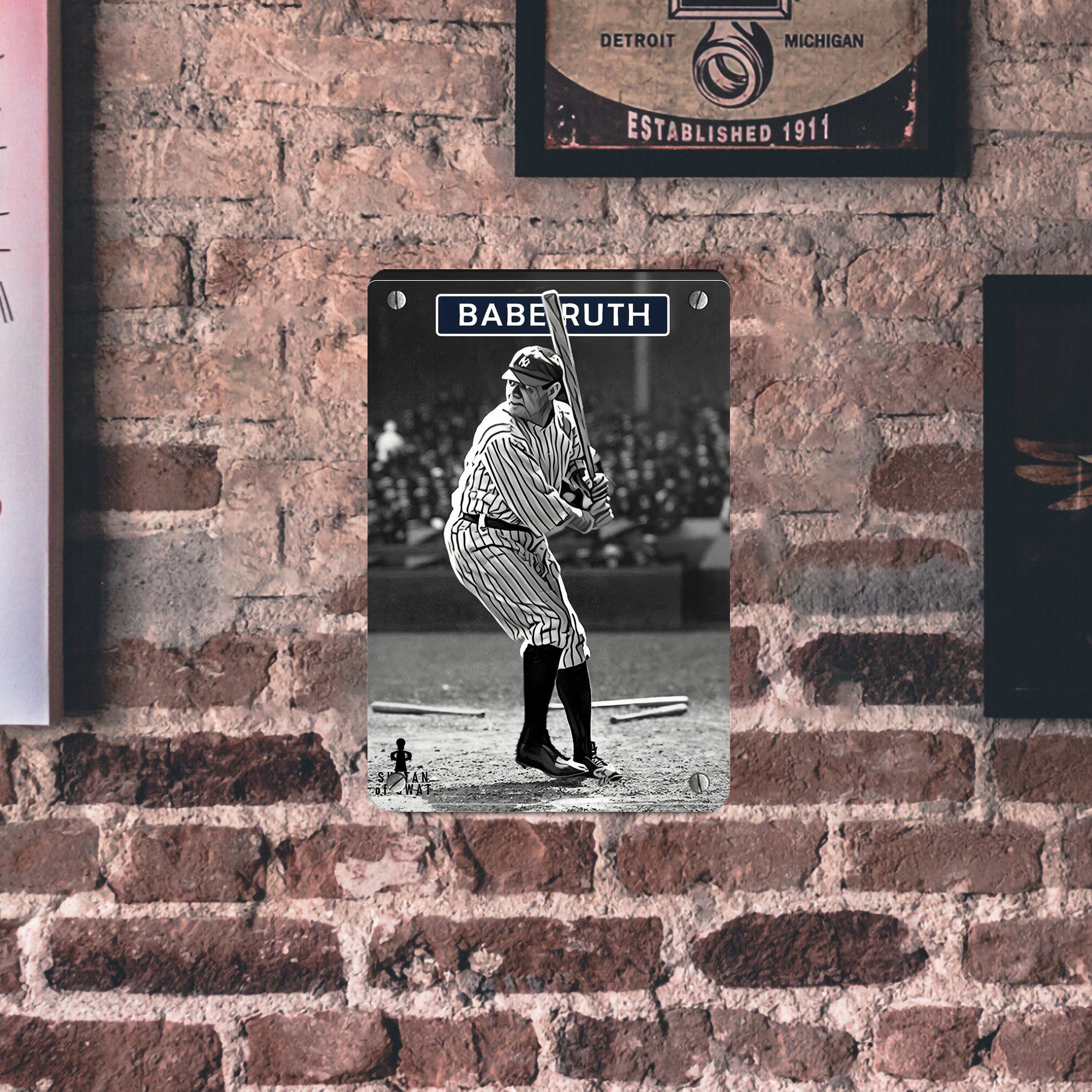 Babe Ruth 17 Metal Tin Sign 8x12inch - High-Quality Full-Print Decorative Wall Art, Durable Rust-Resistant Metal Plaque For Living Room, Bedroom, Kitchen, Office, Bar Décor