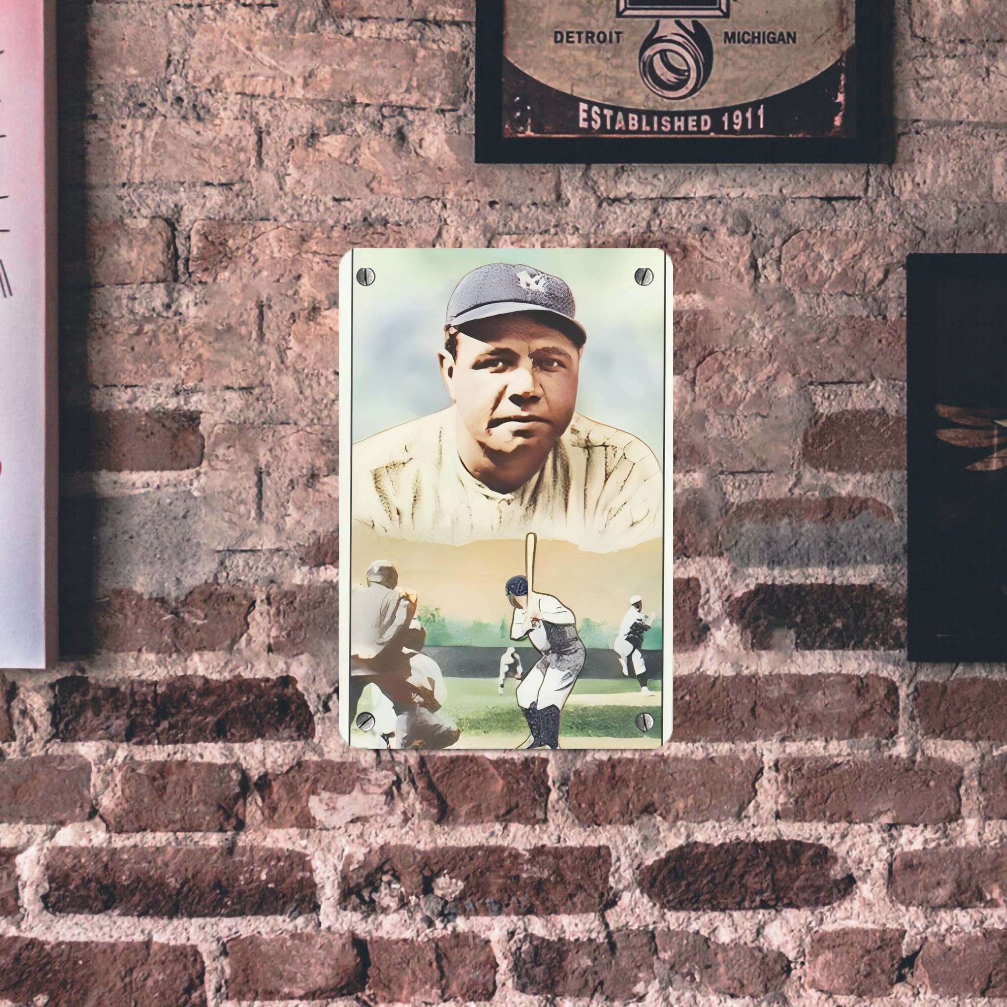 Babe Ruth 18 Metal Tin Sign 8x12inch - High-Quality Full-Print Decorative Wall Art, Durable Rust-Resistant Metal Plaque For Living Room, Bedroom, Kitchen, Office, Bar Décor