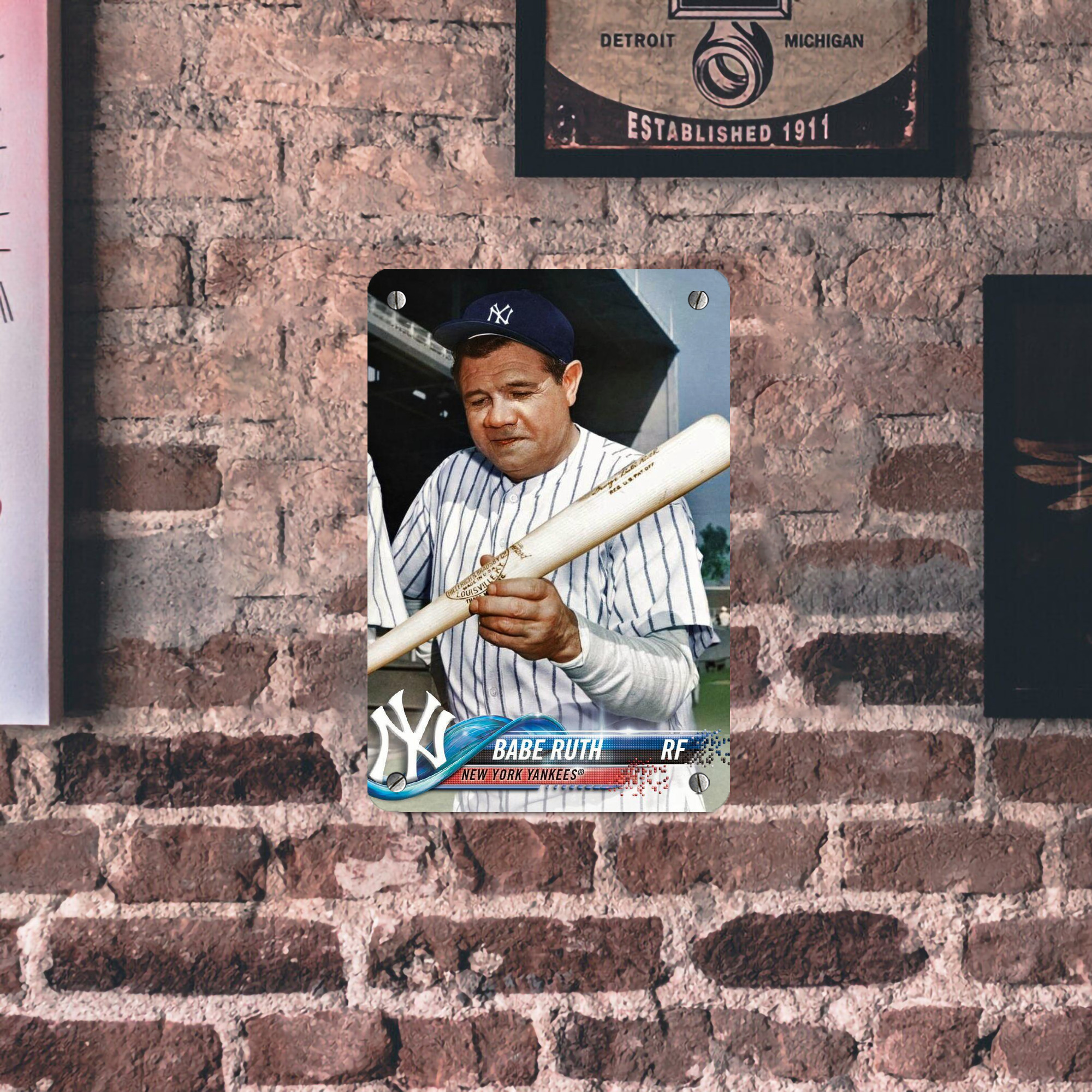 Babe Ruth 20 Metal Tin Sign 8x12inch - High-Quality Full-Print Decorative Wall Art, Durable Rust-Resistant Metal Plaque For Living Room, Bedroom, Kitchen, Office, Bar Décor