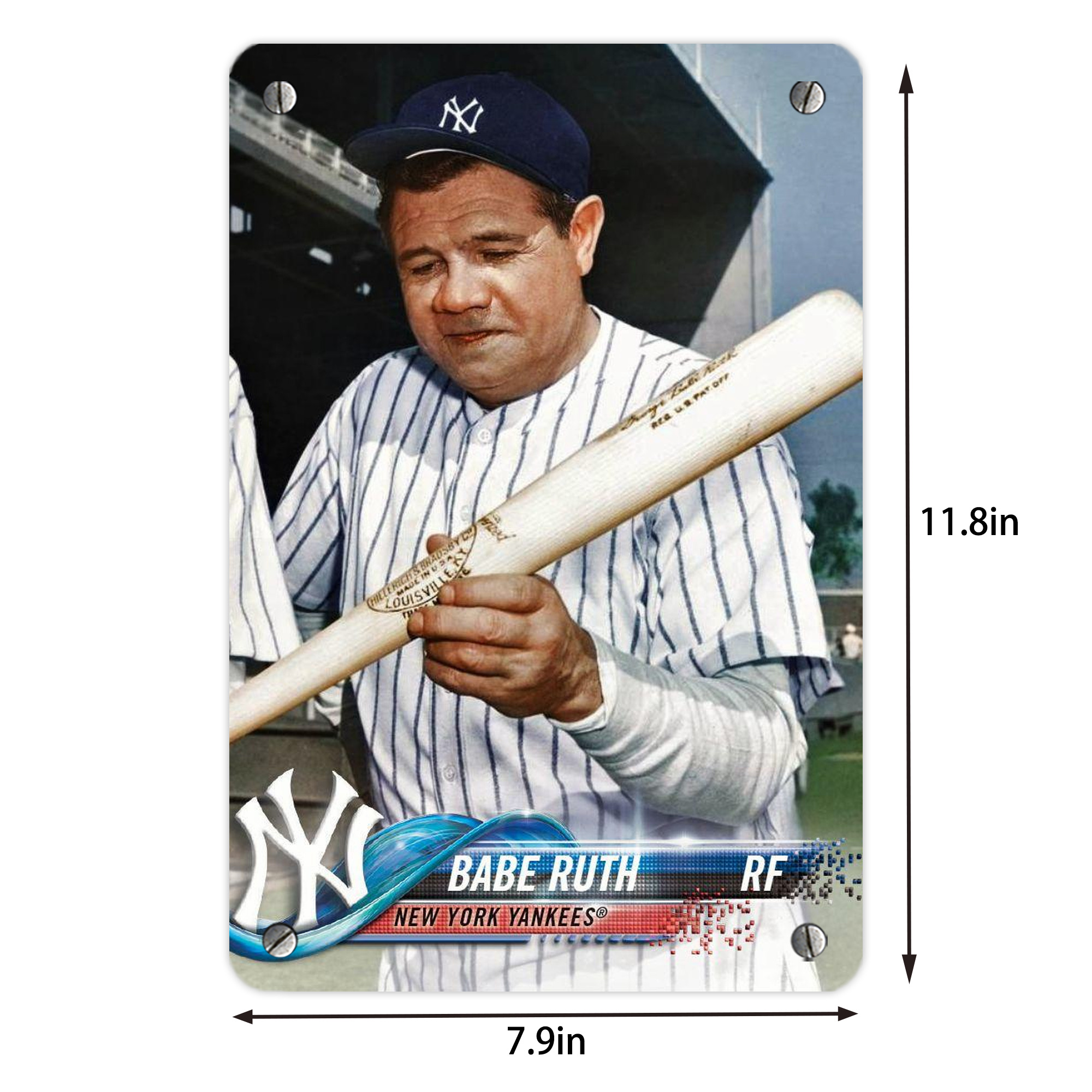 Babe Ruth 20 Metal Tin Sign 8x12inch - High-Quality Full-Print Decorative Wall Art, Durable Rust-Resistant Metal Plaque For Living Room, Bedroom, Kitchen, Office, Bar Décor