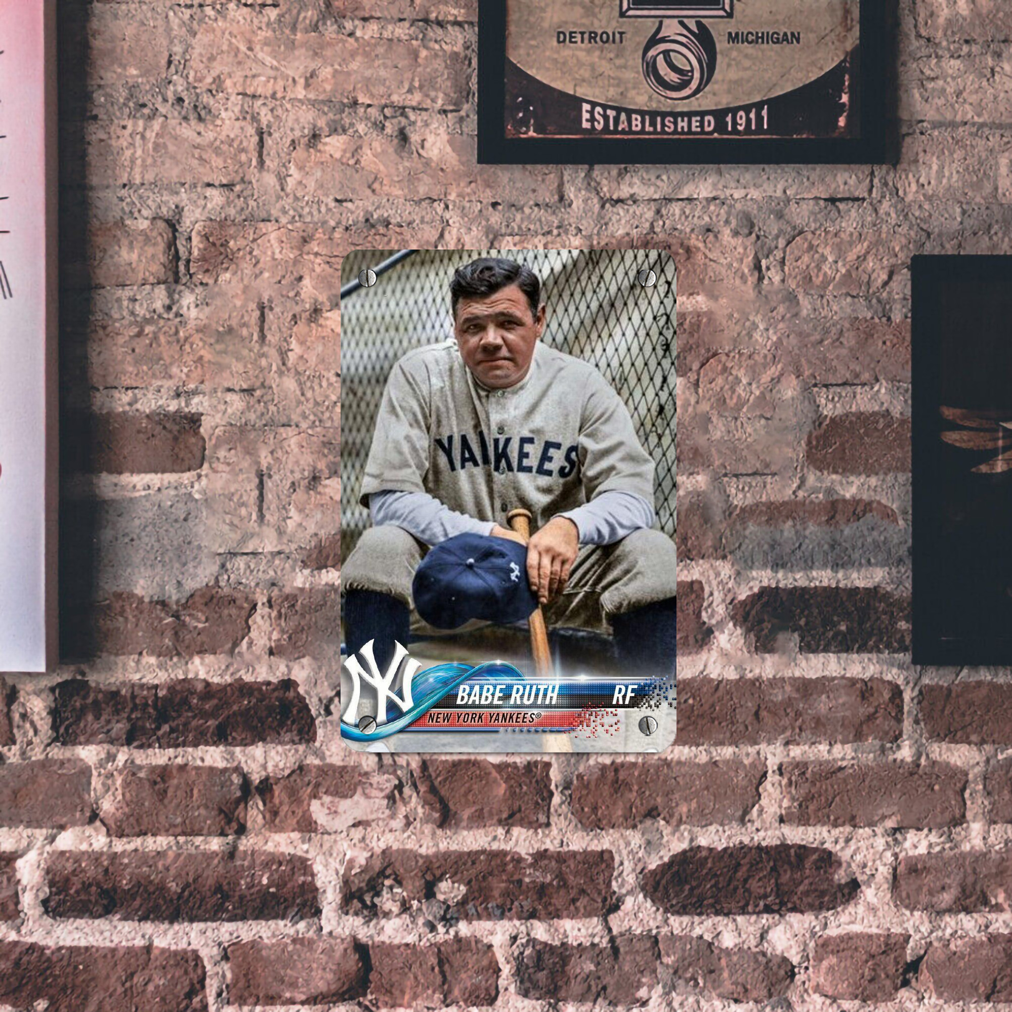 Babe Ruth 24 Metal Tin Sign 8x12inch - High-Quality Full-Print Decorative Wall Art, Durable Rust-Resistant Metal Plaque For Living Room, Bedroom, Kitchen, Office, Bar Décor