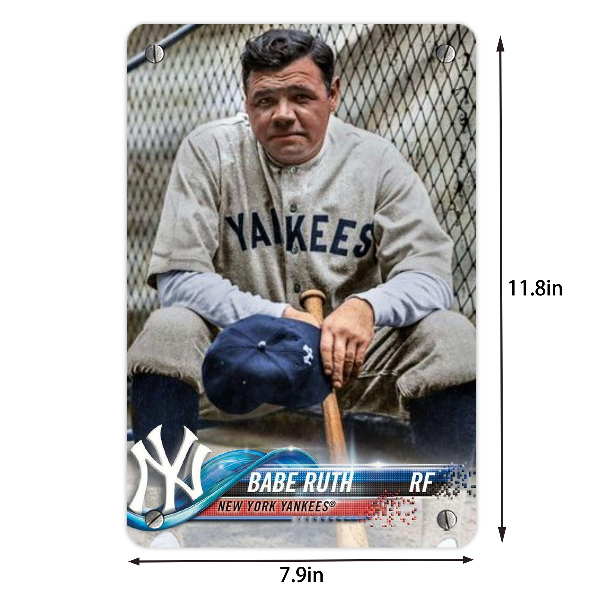 Babe Ruth 24 Metal Tin Sign 8x12inch - High-Quality Full-Print Decorative Wall Art, Durable Rust-Resistant Metal Plaque For Living Room, Bedroom, Kitchen, Office, Bar Décor