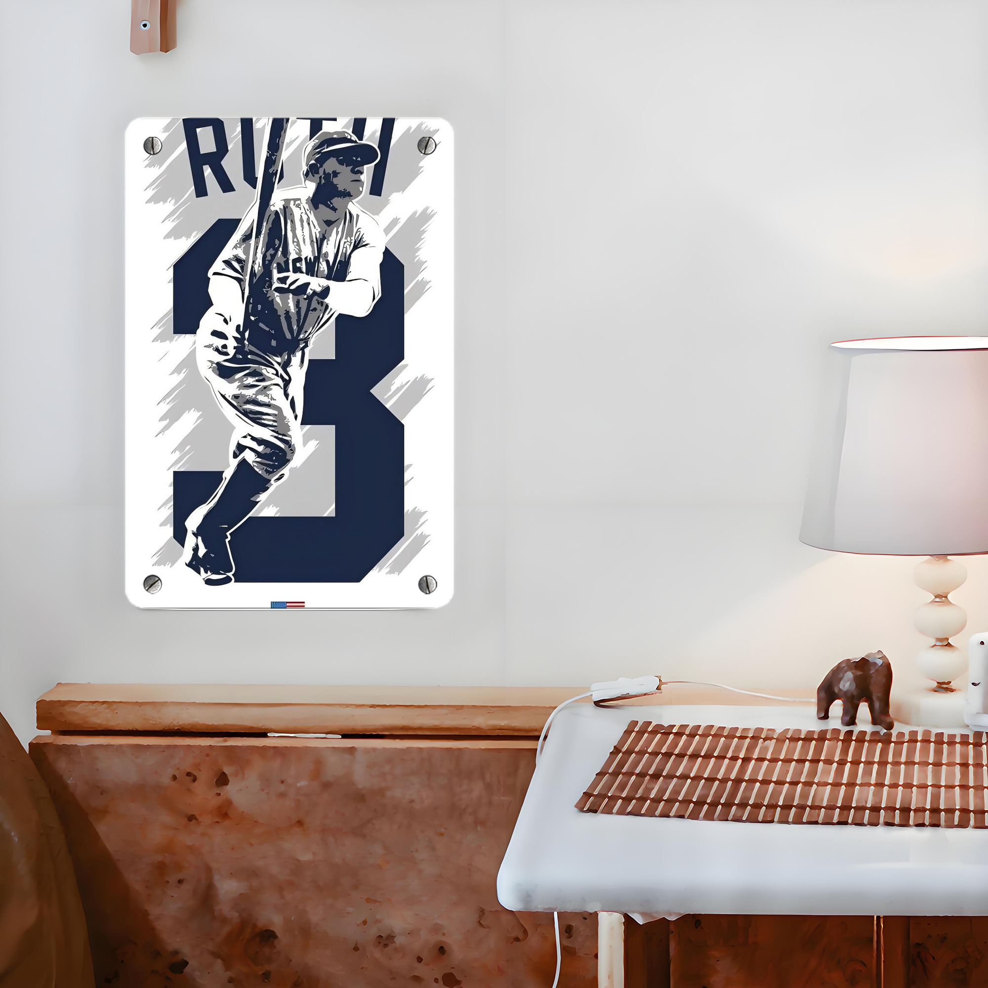 Babe Ruth 27 Metal Tin Sign 8x12inch - High-Quality Full-Print Decorative Wall Art, Durable Rust-Resistant Metal Plaque For Living Room, Bedroom, Kitchen, Office, Bar Décor