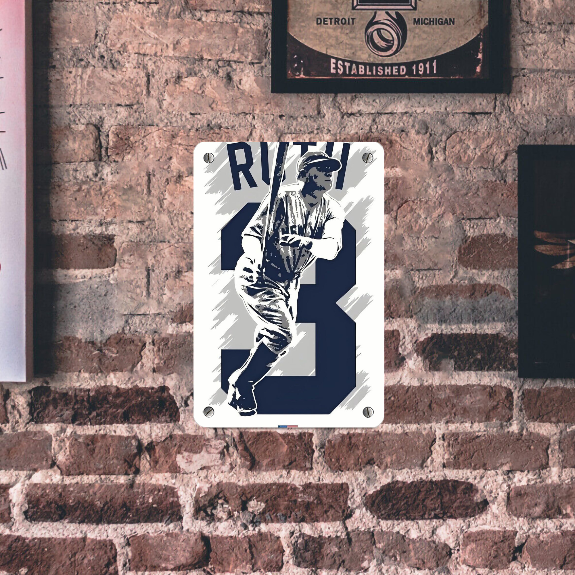 Babe Ruth 27 Metal Tin Sign 8x12inch - High-Quality Full-Print Decorative Wall Art, Durable Rust-Resistant Metal Plaque For Living Room, Bedroom, Kitchen, Office, Bar Décor