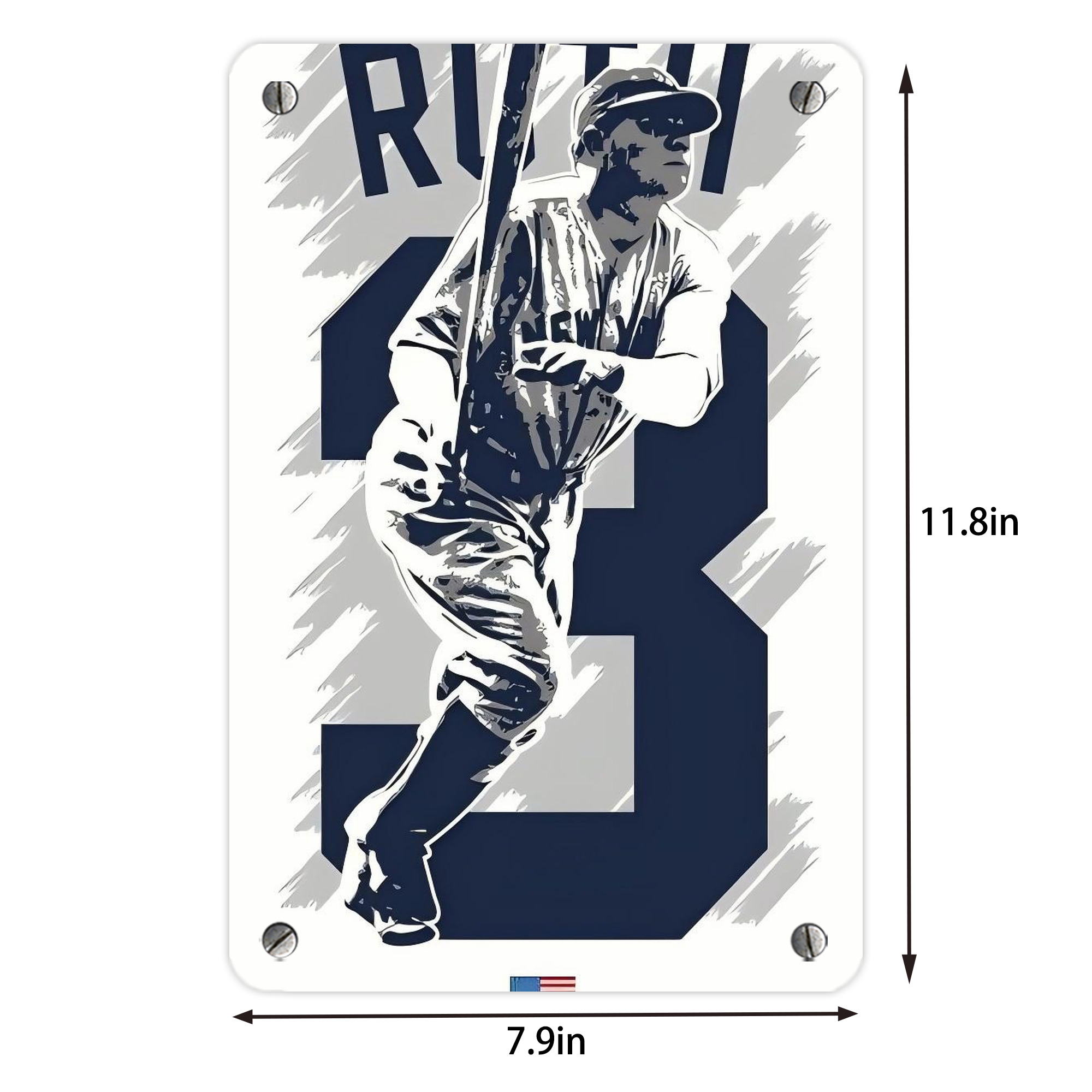 Babe Ruth 27 Metal Tin Sign 8x12inch - High-Quality Full-Print Decorative Wall Art, Durable Rust-Resistant Metal Plaque For Living Room, Bedroom, Kitchen, Office, Bar Décor