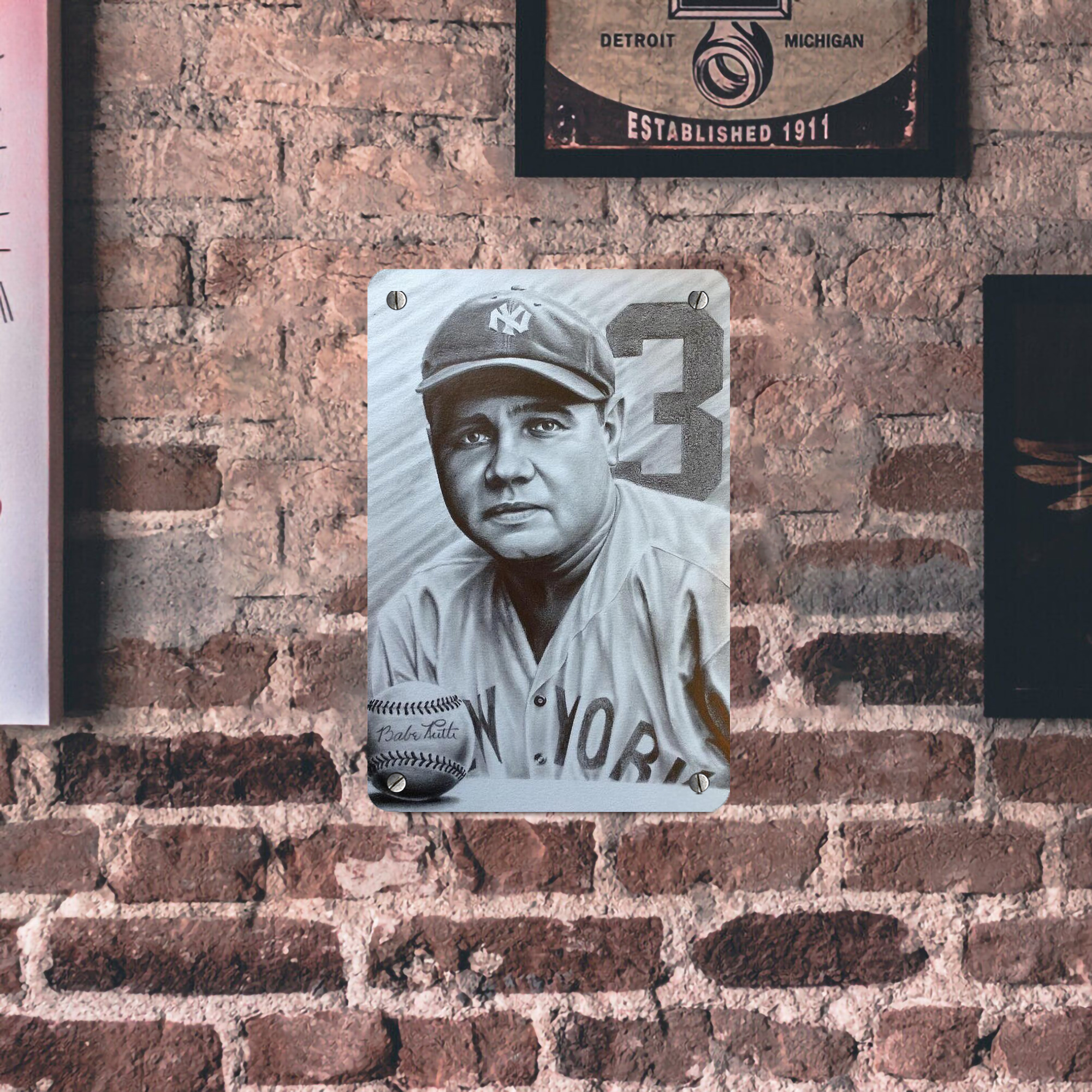 Babe Ruth 29 Metal Tin Sign 8x12inch - High-Quality Full-Print Decorative Wall Art, Durable Rust-Resistant Metal Plaque For Living Room, Bedroom, Kitchen, Office, Bar Décor
