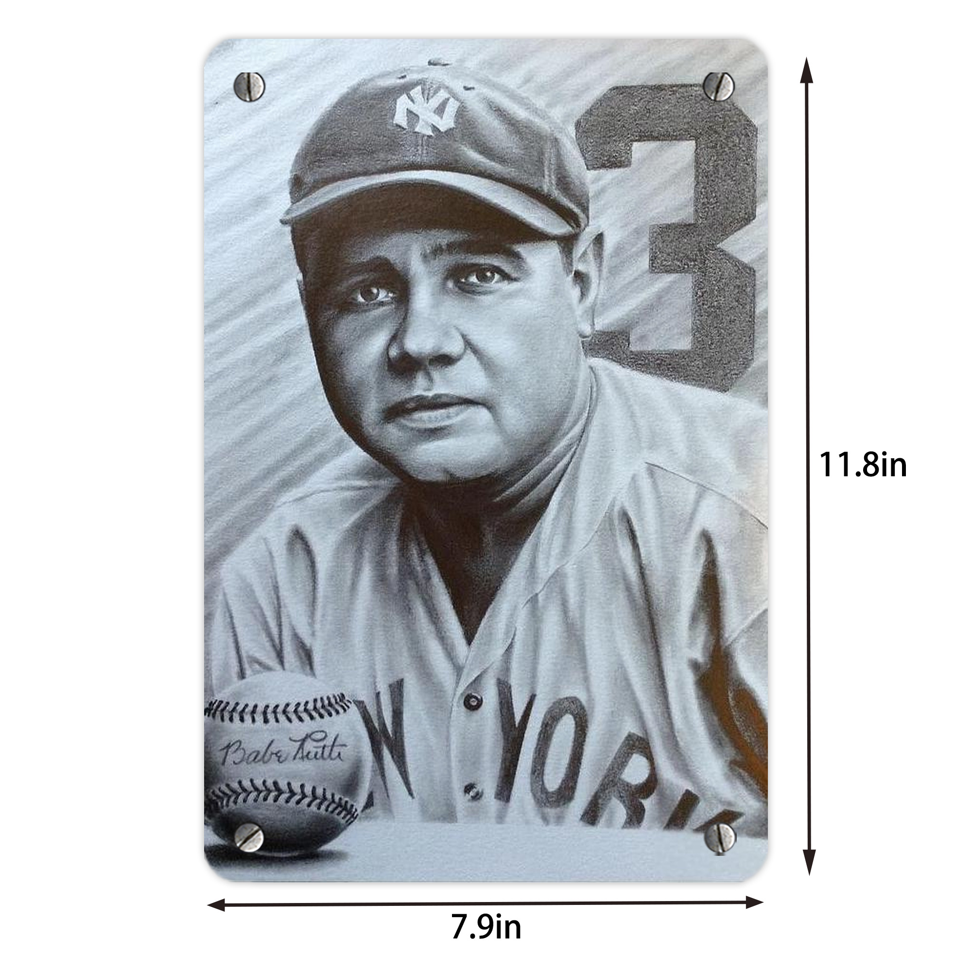 Babe Ruth 29 Metal Tin Sign 8x12inch - High-Quality Full-Print Decorative Wall Art, Durable Rust-Resistant Metal Plaque For Living Room, Bedroom, Kitchen, Office, Bar Décor