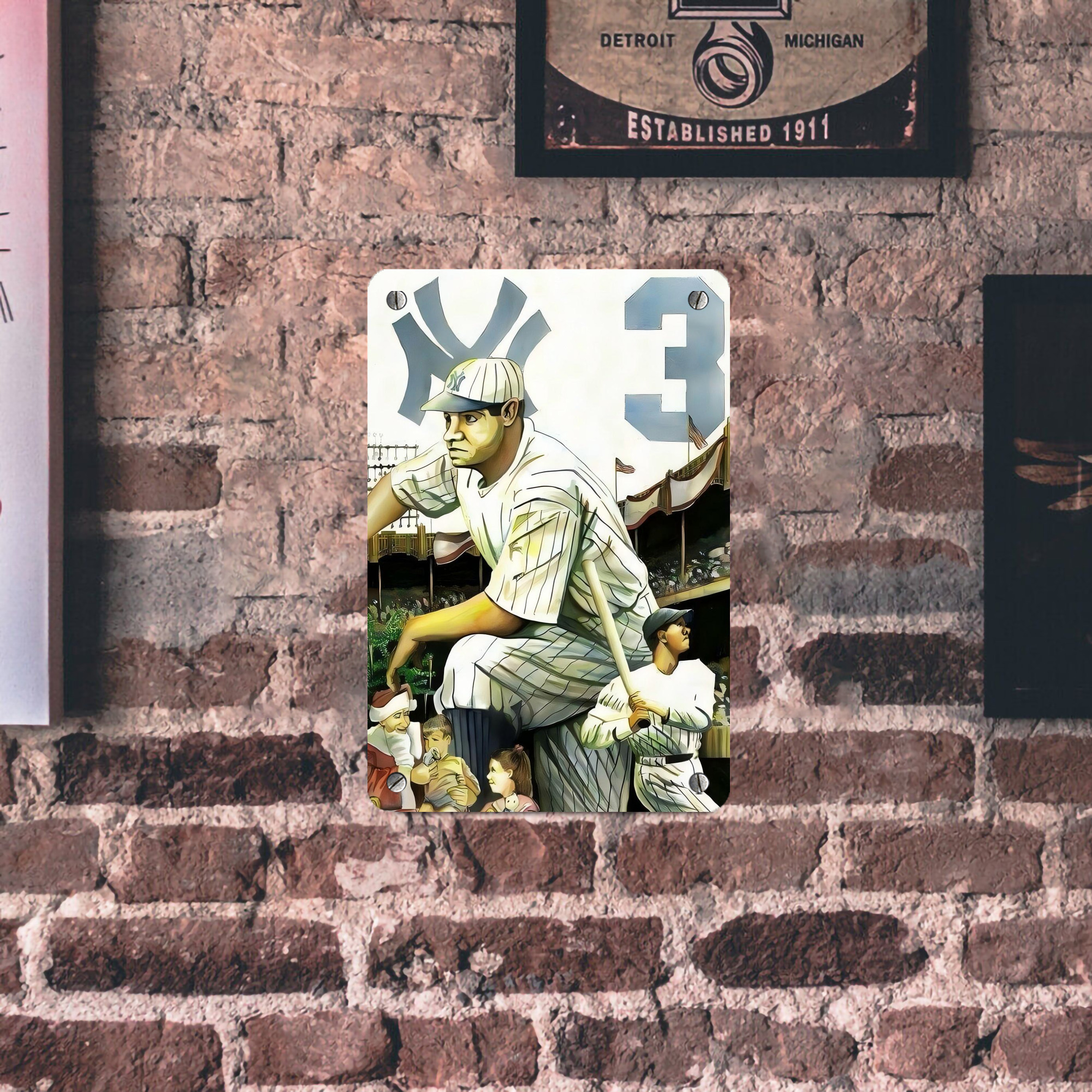 Babe Ruth 33 Metal Tin Sign 8x12inch - High-Quality Full-Print Decorative Wall Art, Durable Rust-Resistant Metal Plaque For Living Room, Bedroom, Kitchen, Office, Bar Décor