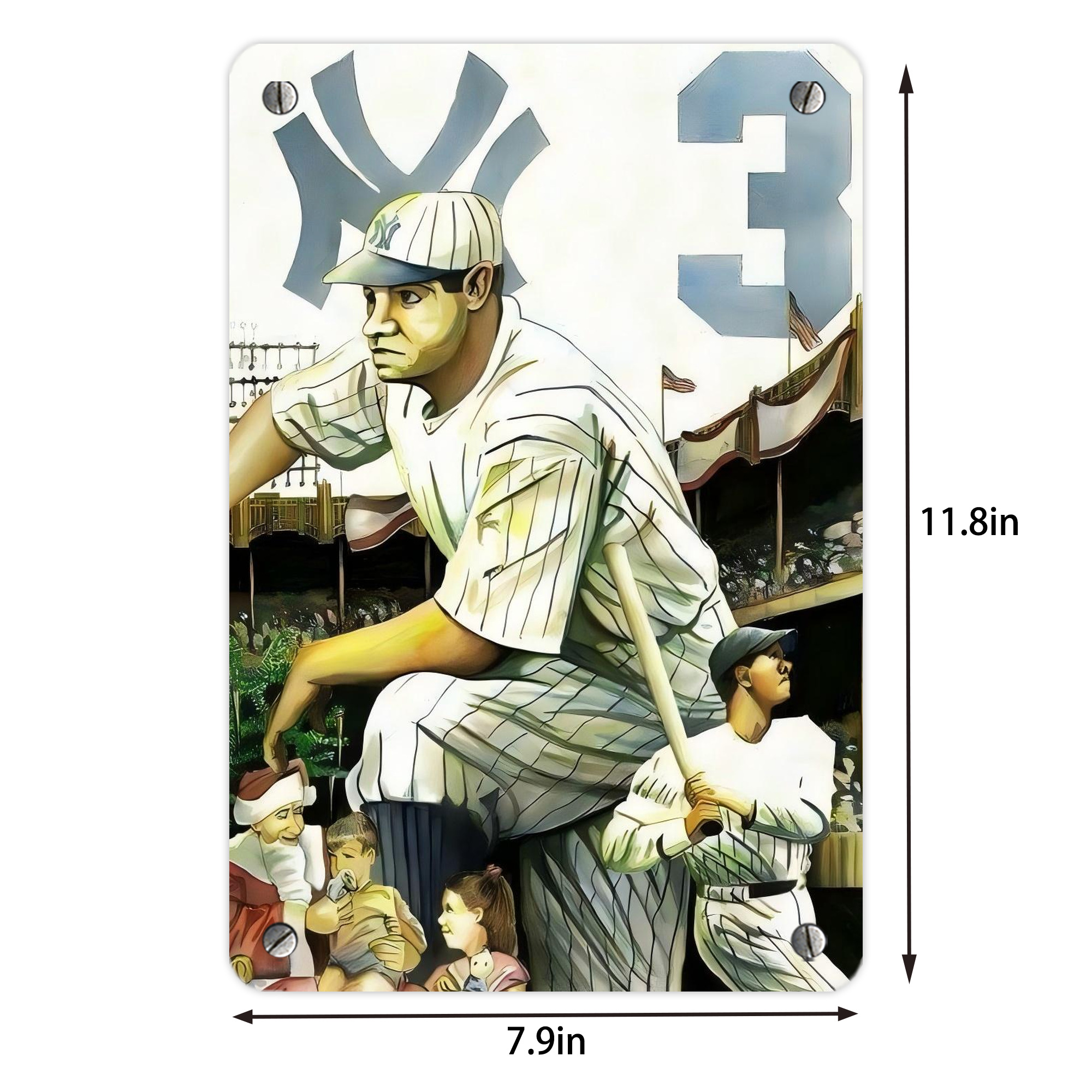 Babe Ruth 33 Metal Tin Sign 8x12inch - High-Quality Full-Print Decorative Wall Art, Durable Rust-Resistant Metal Plaque For Living Room, Bedroom, Kitchen, Office, Bar Décor