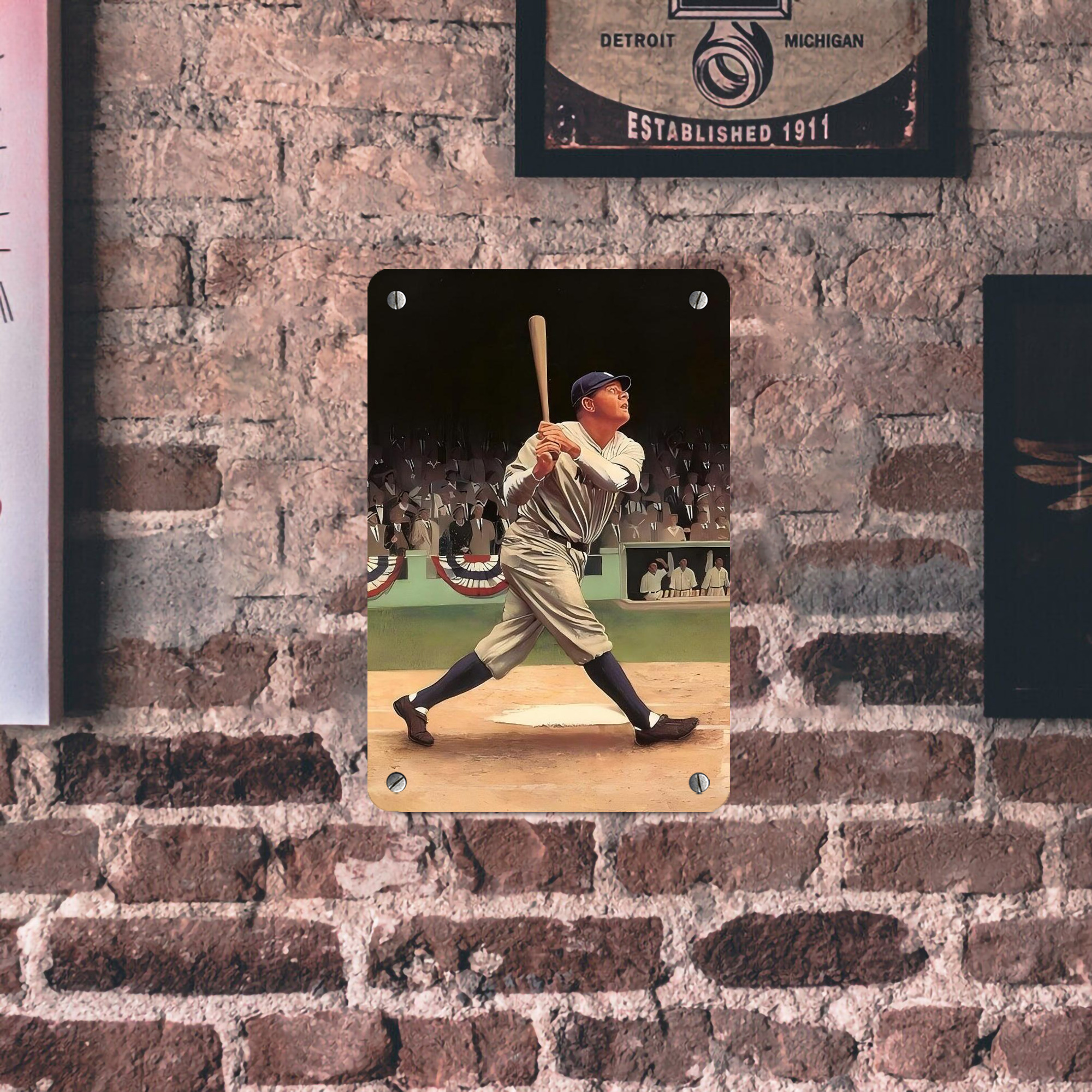 Babe Ruth 35 Metal Tin Sign 8x12inch - High-Quality Full-Print Decorative Wall Art, Durable Rust-Resistant Metal Plaque For Living Room, Bedroom, Kitchen, Office, Bar Décor