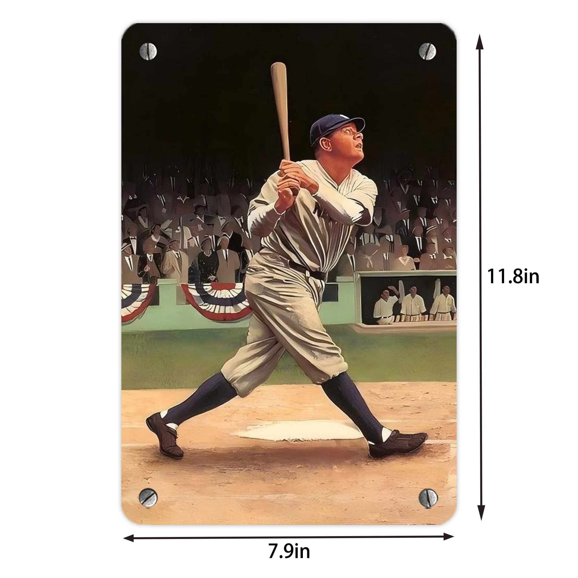 Babe Ruth 35 Metal Tin Sign 8x12inch - High-Quality Full-Print Decorative Wall Art, Durable Rust-Resistant Metal Plaque For Living Room, Bedroom, Kitchen, Office, Bar Décor