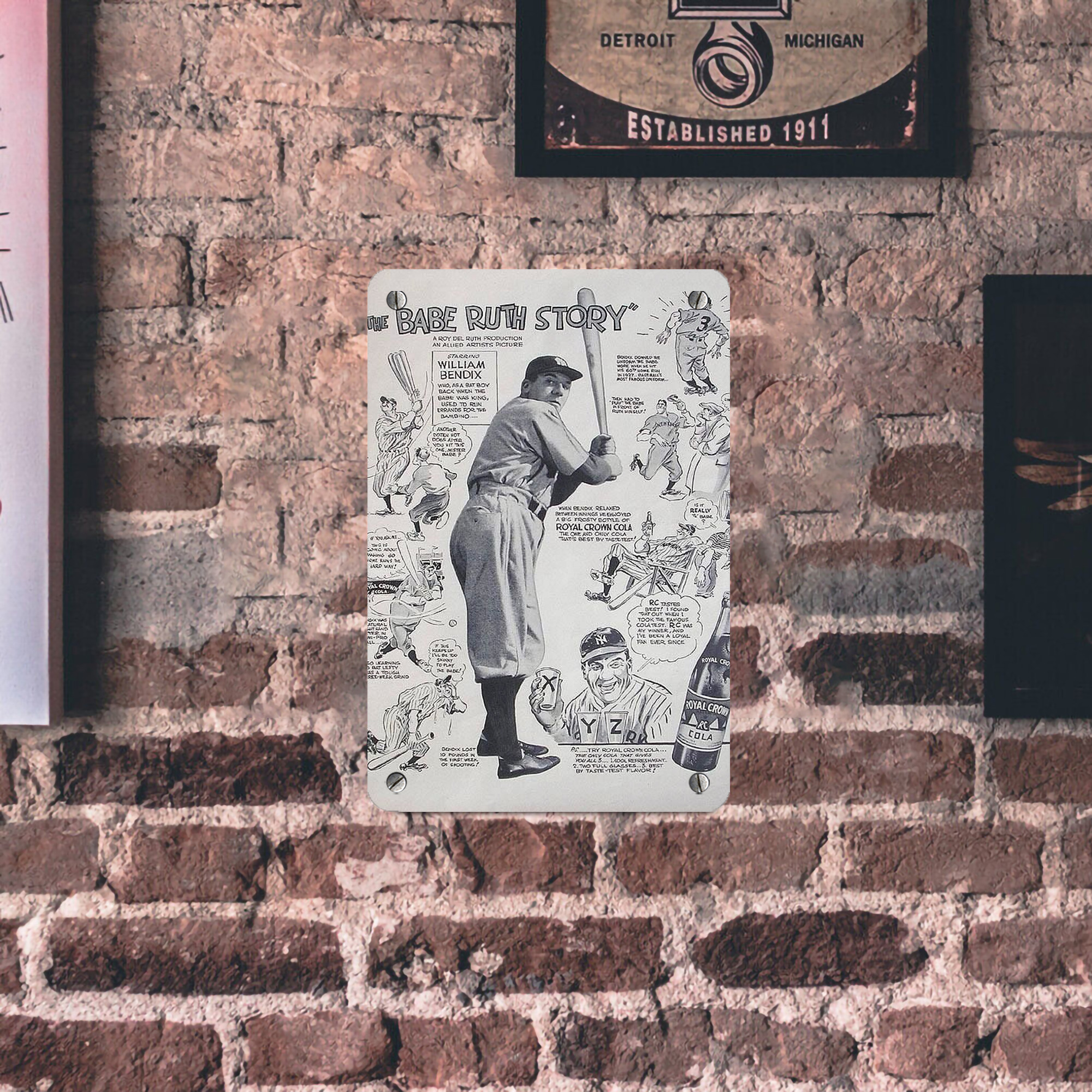 Babe Ruth 36 Metal Tin Sign 8x12inch - High-Quality Full-Print Decorative Wall Art, Durable Rust-Resistant Metal Plaque For Living Room, Bedroom, Kitchen, Office, Bar Décor