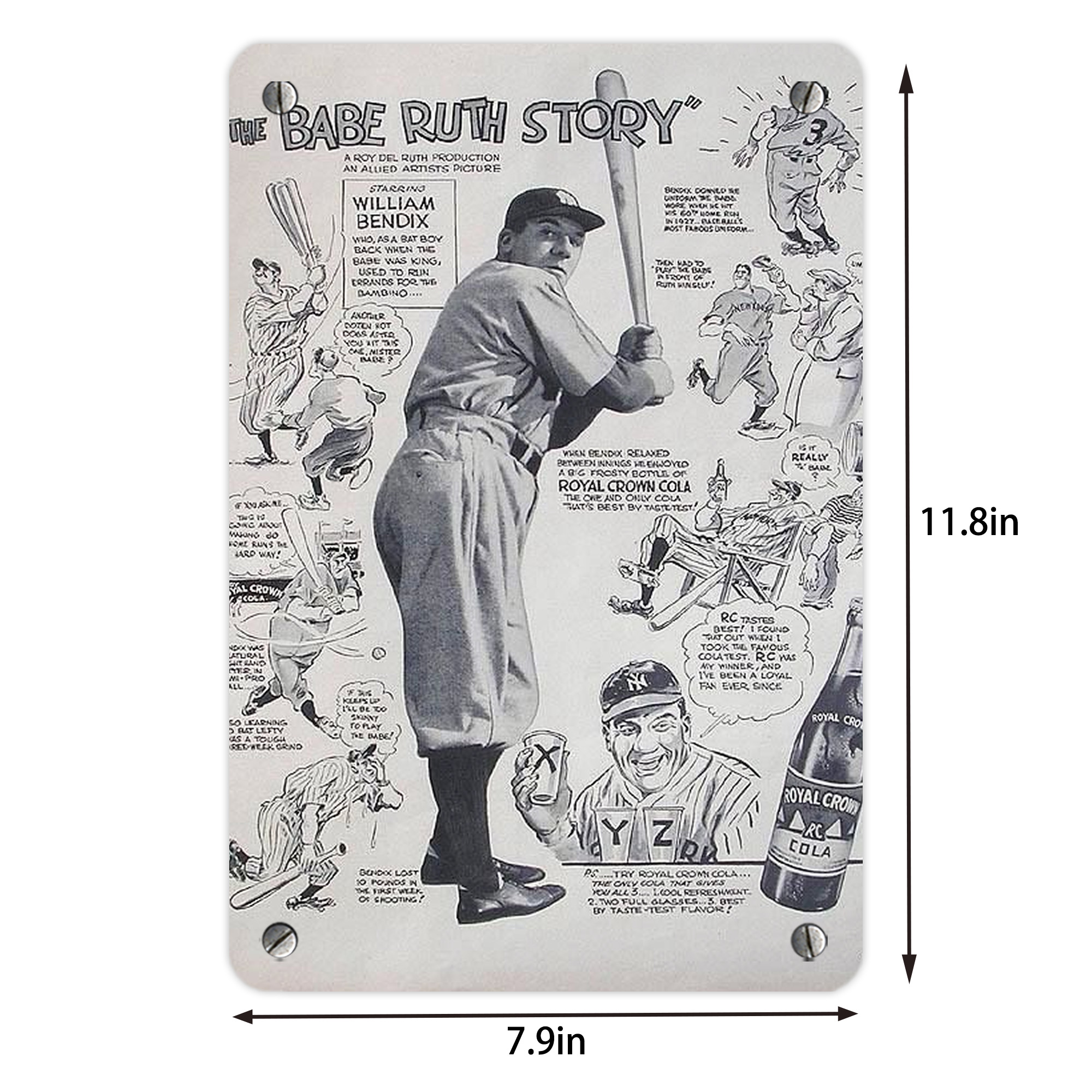 Babe Ruth 36 Metal Tin Sign 8x12inch - High-Quality Full-Print Decorative Wall Art, Durable Rust-Resistant Metal Plaque For Living Room, Bedroom, Kitchen, Office, Bar Décor