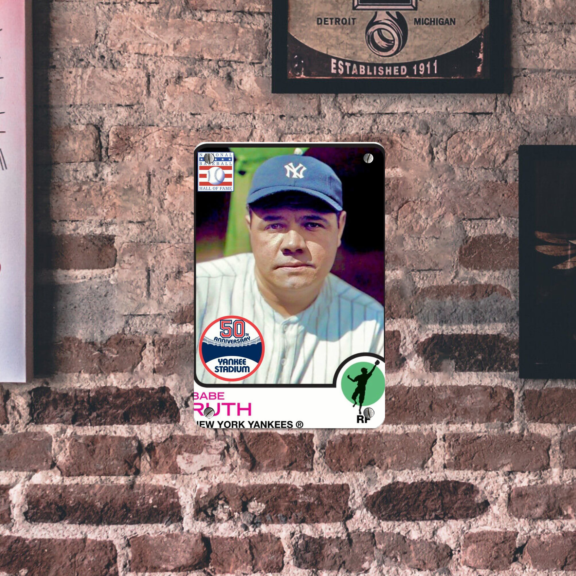 Babe Ruth 40 Metal Tin Sign 8x12inch - High-Quality Full-Print Decorative Wall Art, Durable Rust-Resistant Metal Plaque For Living Room, Bedroom, Kitchen, Office, Bar Décor