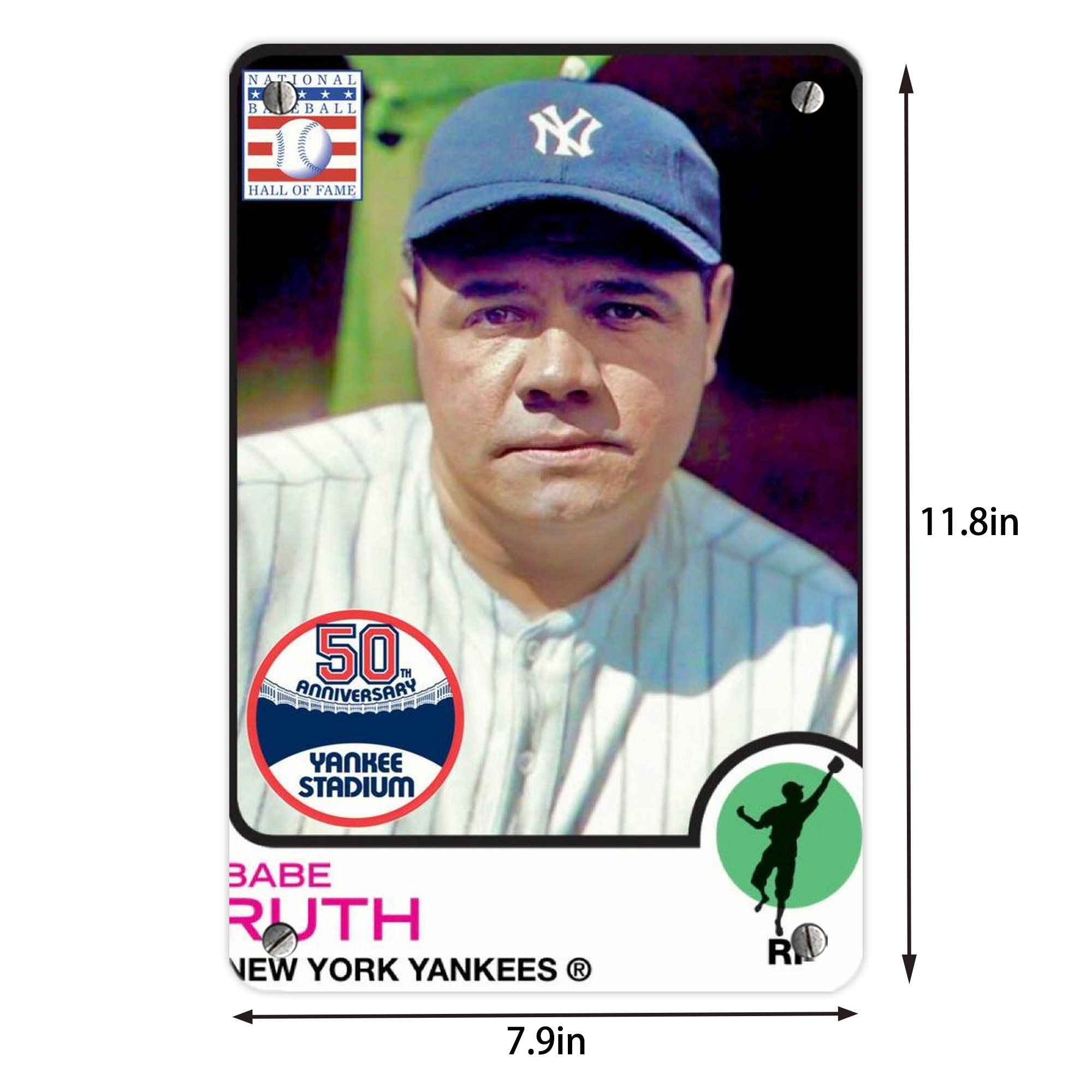 Babe Ruth 40 Metal Tin Sign 8x12inch - High-Quality Full-Print Decorative Wall Art, Durable Rust-Resistant Metal Plaque For Living Room, Bedroom, Kitchen, Office, Bar Décor