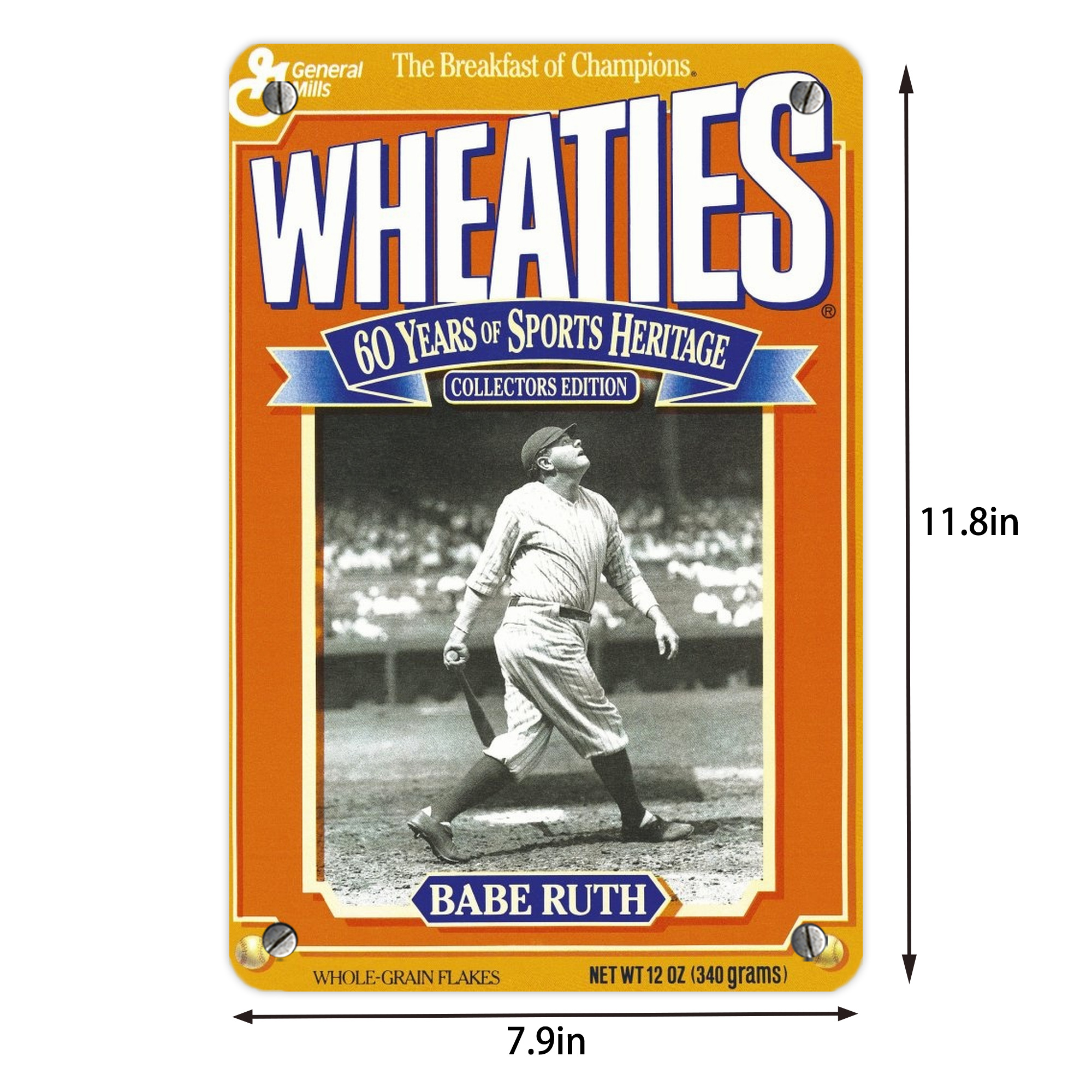 Babe Ruth 41 Metal Tin Sign 8x12inch - High-Quality Full-Print Decorative Wall Art, Durable Rust-Resistant Metal Plaque For Living Room, Bedroom, Kitchen, Office, Bar Décor