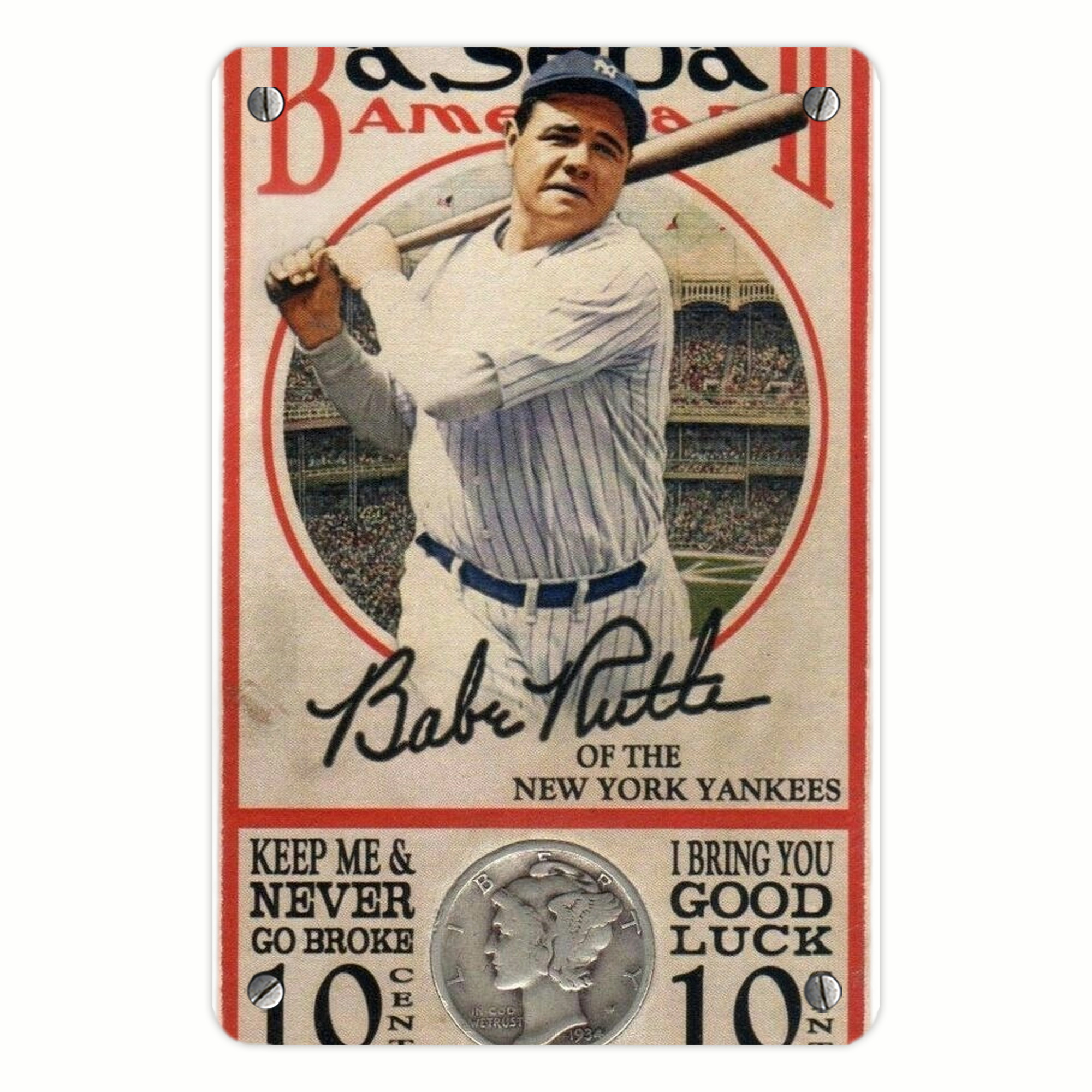 Babe Ruth 15 Metal Tin Sign 8x12inch - High-Quality Full-Print Decorative Wall Art, Durable Rust-Resistant Metal Plaque For Living Room, Bedroom, Kitchen, Office, Bar Décor