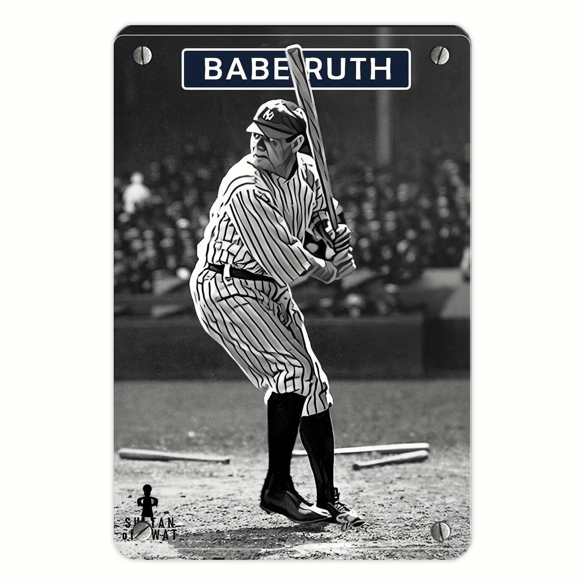 Babe Ruth 17 Metal Tin Sign 8x12inch - High-Quality Full-Print Decorative Wall Art, Durable Rust-Resistant Metal Plaque For Living Room, Bedroom, Kitchen, Office, Bar Décor